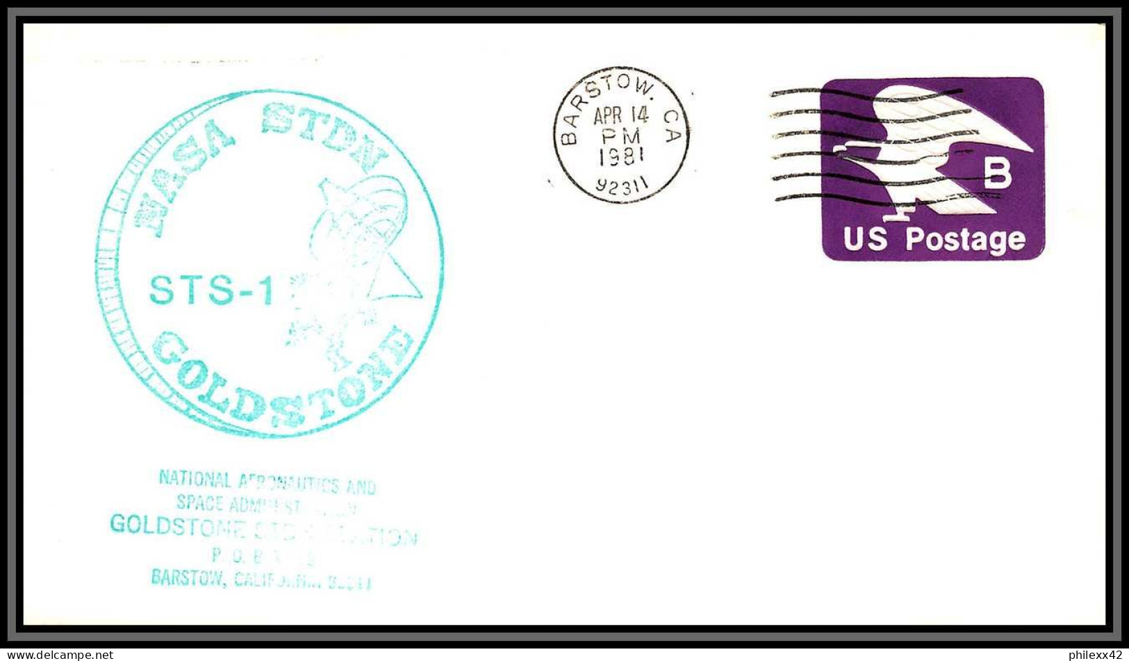 2868 Espace (space) Entier Postal (Stamped Stationery Usa Sts-01 Columbia Shuttle Navette 01 Barstow Goldstone 14/4/1981 - Stati Uniti