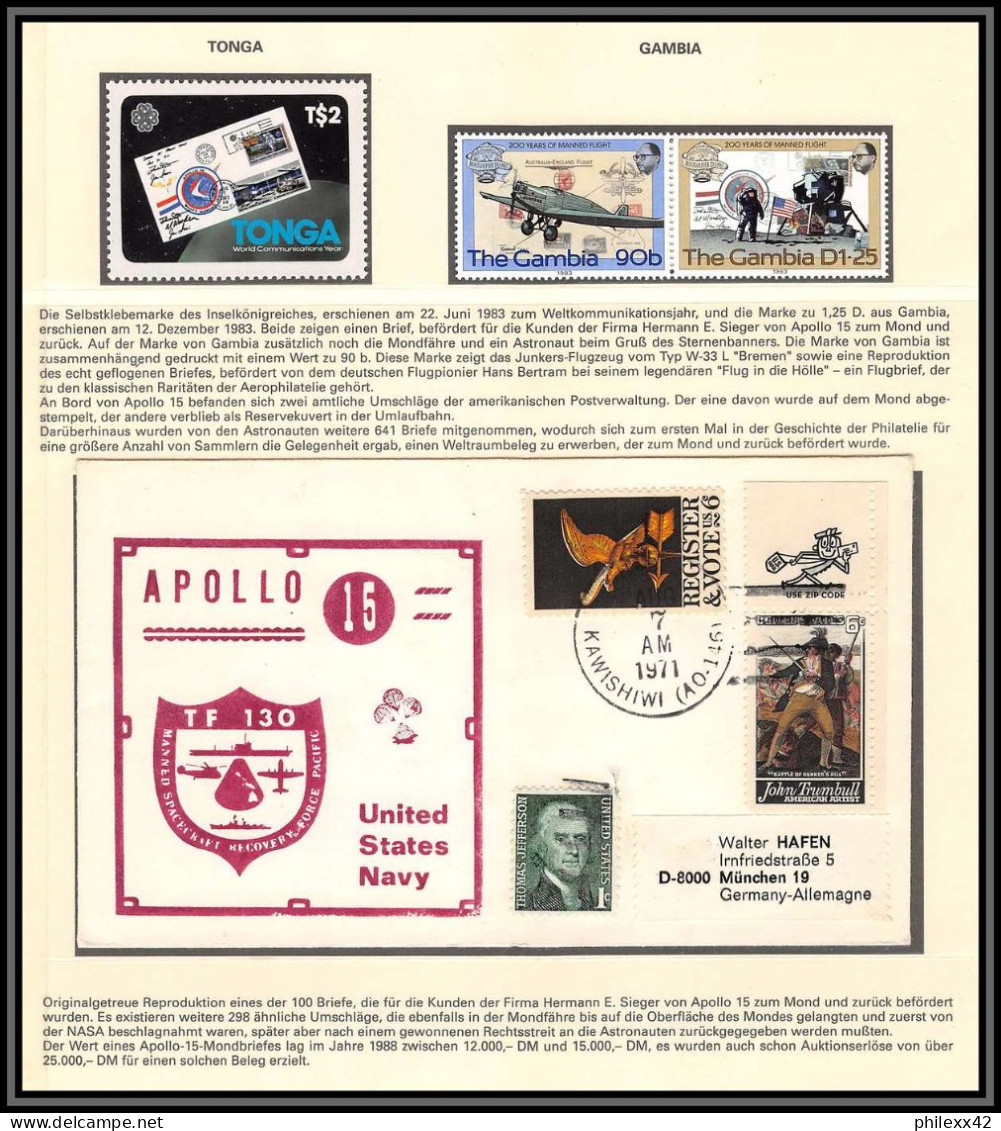 2815X Espace (space Raumfahrt) Lot 1 Page Lettre (cover Briefe) Usa Tonga Gambia Apollo 15 Kawashiwi 7/8/1971 - Stati Uniti