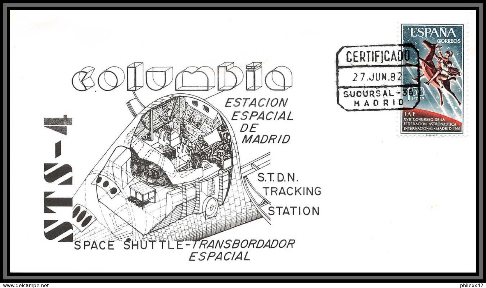 2900 Espace (space Raumfahrt) Lettre (cover Briefe) Espagne (spain) Start Sts-4 Columbia Shuttle (navette) 27/6/1982 - Europe