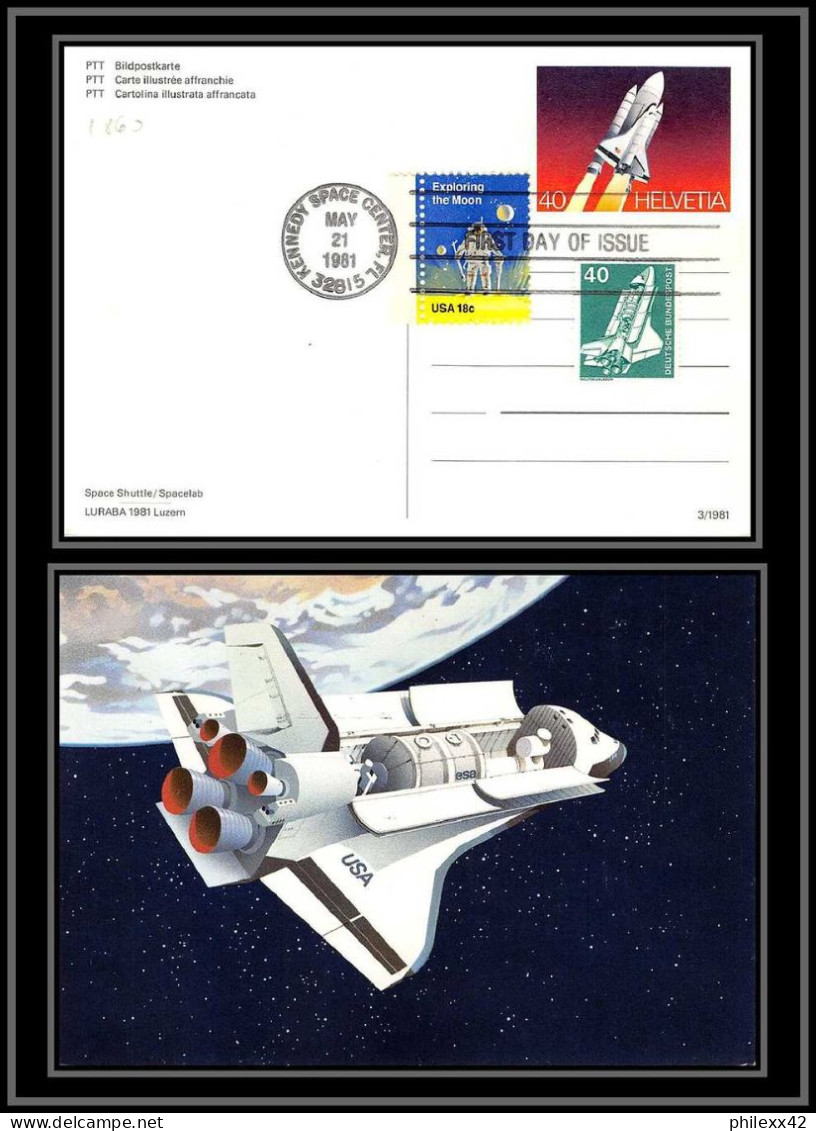 2860 Espace (space Raumfahrt) Entier Postal (Stamped Stationery) Suisse (Swiss) / Usa Spacelab 21/5/1981 Fdc Usa - Etats-Unis