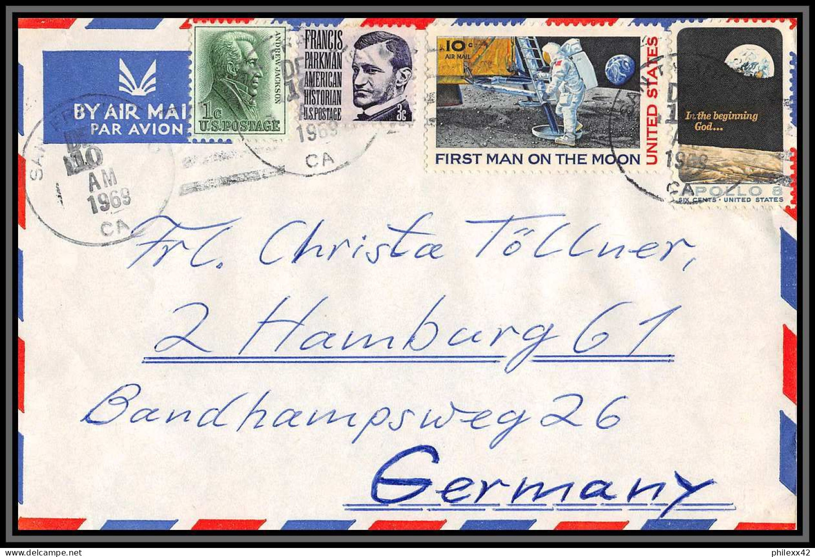 2827 Espace (space Raumfahrt) Lettre (cover Briefe) USA TO Allemagne (germany Bund) APOLLO 11 MOON LANDING 10/12/1969 - USA