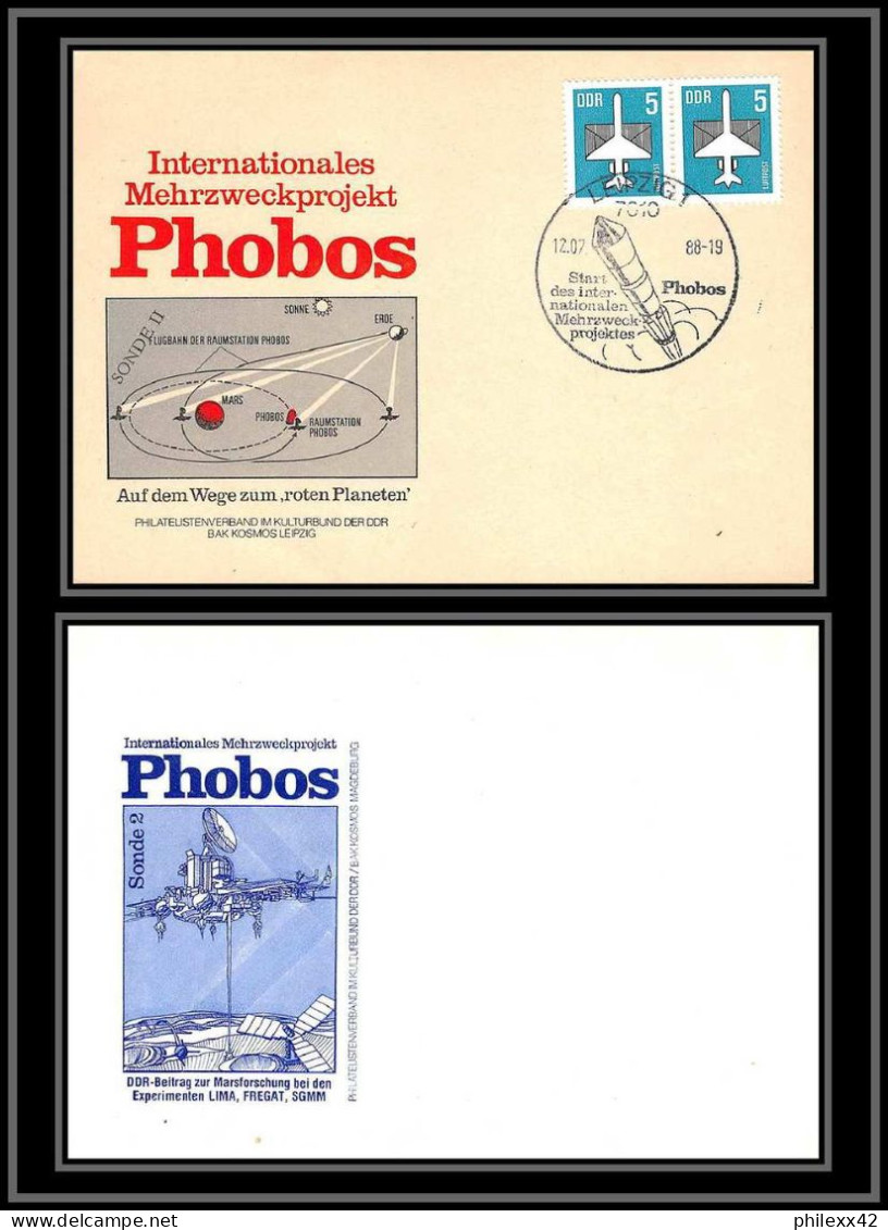 2853 Espace (space Raumfahrt) Lot De 2 Lettre (cover Briefe) Allemagne (germany DDR) Phobos Probe Satellite 1988  - Europe