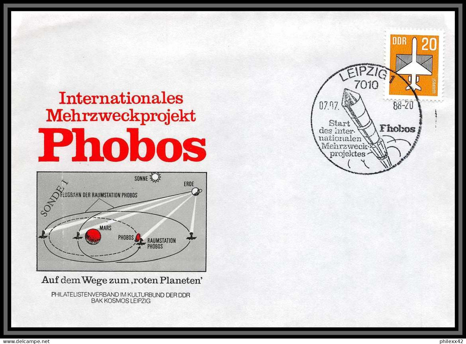 2852 Espace (space Raumfahrt) Lot De 5 Lettre (cover) Allemagne (germany DDR) Phobos Probe Satellite1988 5 Lettres - Europe