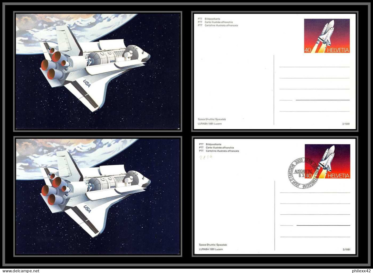 2859 Espace (space Raumfahrt) Lot 2 Entier Postal (Stamped Stationery) Suisse (Swiss) Spacelab 9/3/1981 - Europe