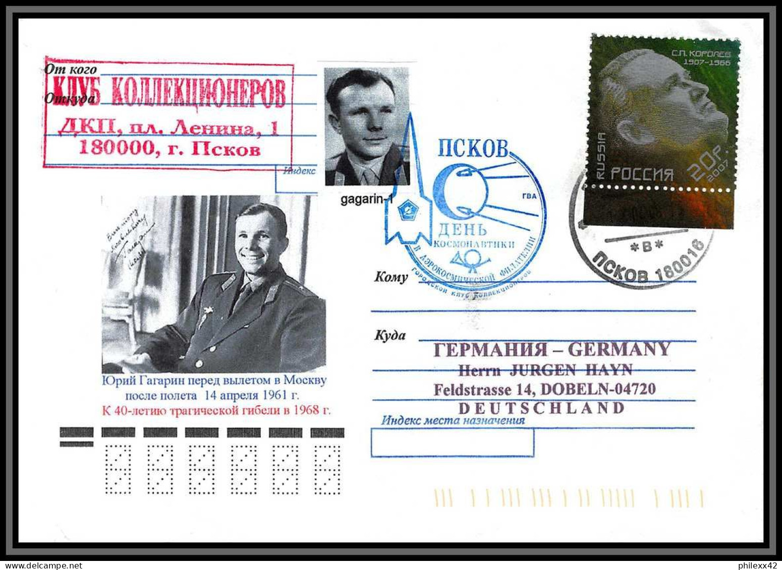 2778 Espace (space Raumfahrt) Lettre (cover Briefe) Russie (Russia) Tirage Numéroté 100 Ex Gagarine Gagarin 12/4/2008 - Russia & URSS