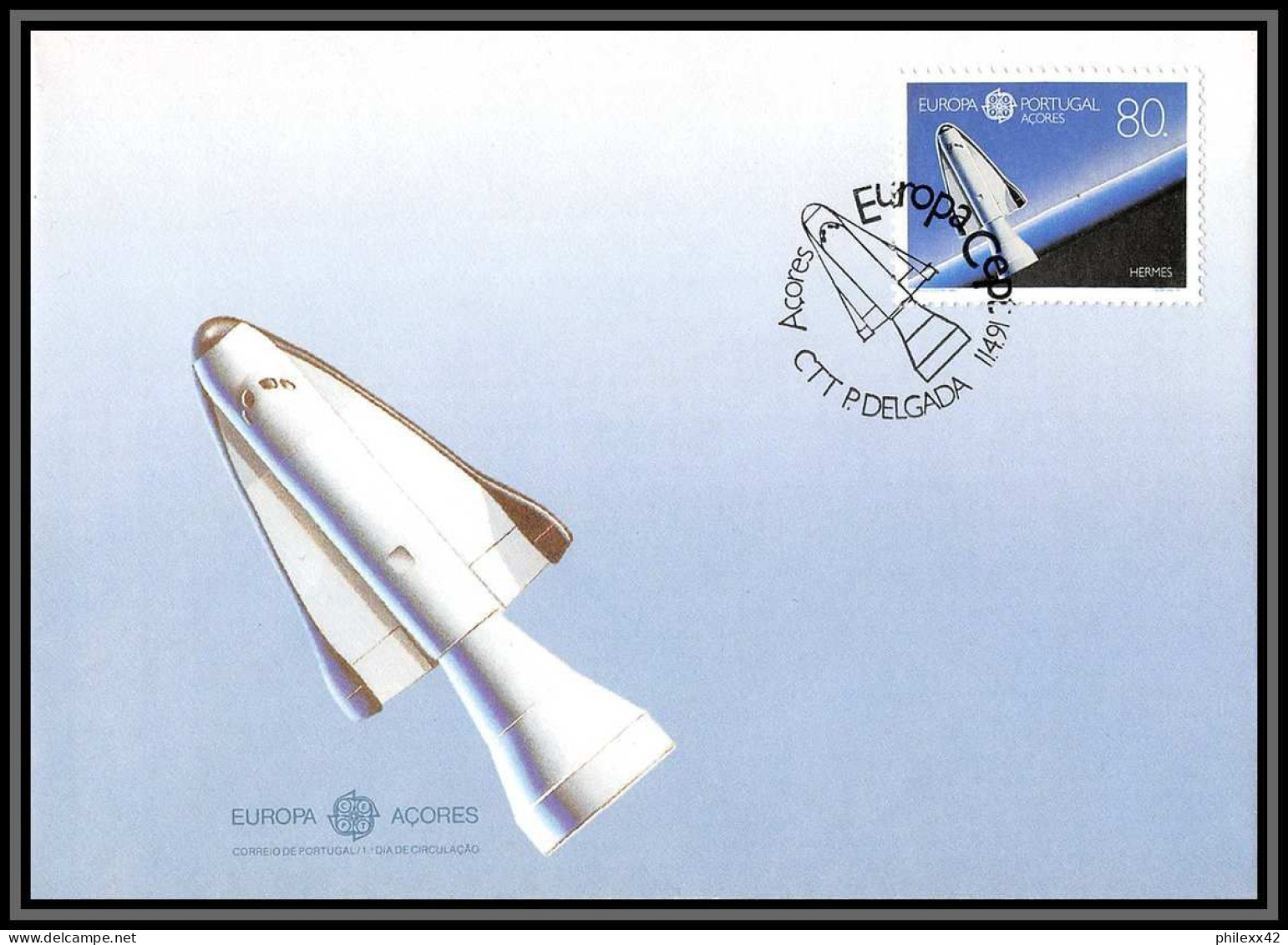 2765 Espace (space Raumfahrt) Lettre (cover Briefe) Portugal 11/4/1991 Hermes 1991 Mi 415 YT 405 Europa - Europe
