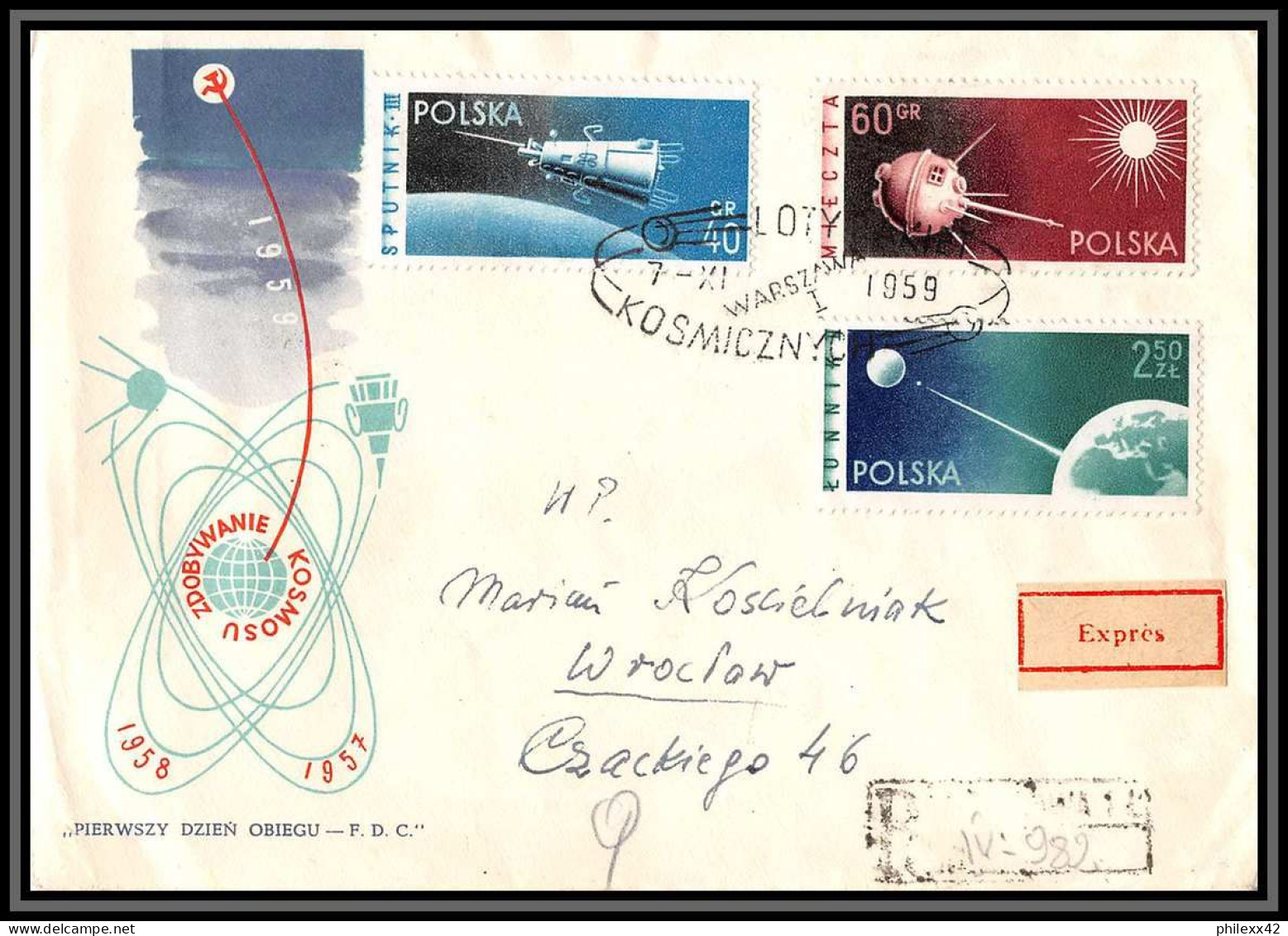 2754 Espace (space) Lot Fdc (cover) Pologne (Poland) 992/994 Vol Dans Le Cosmos 1959 Non Dentelé (imperforate) ** Mnh - Europe