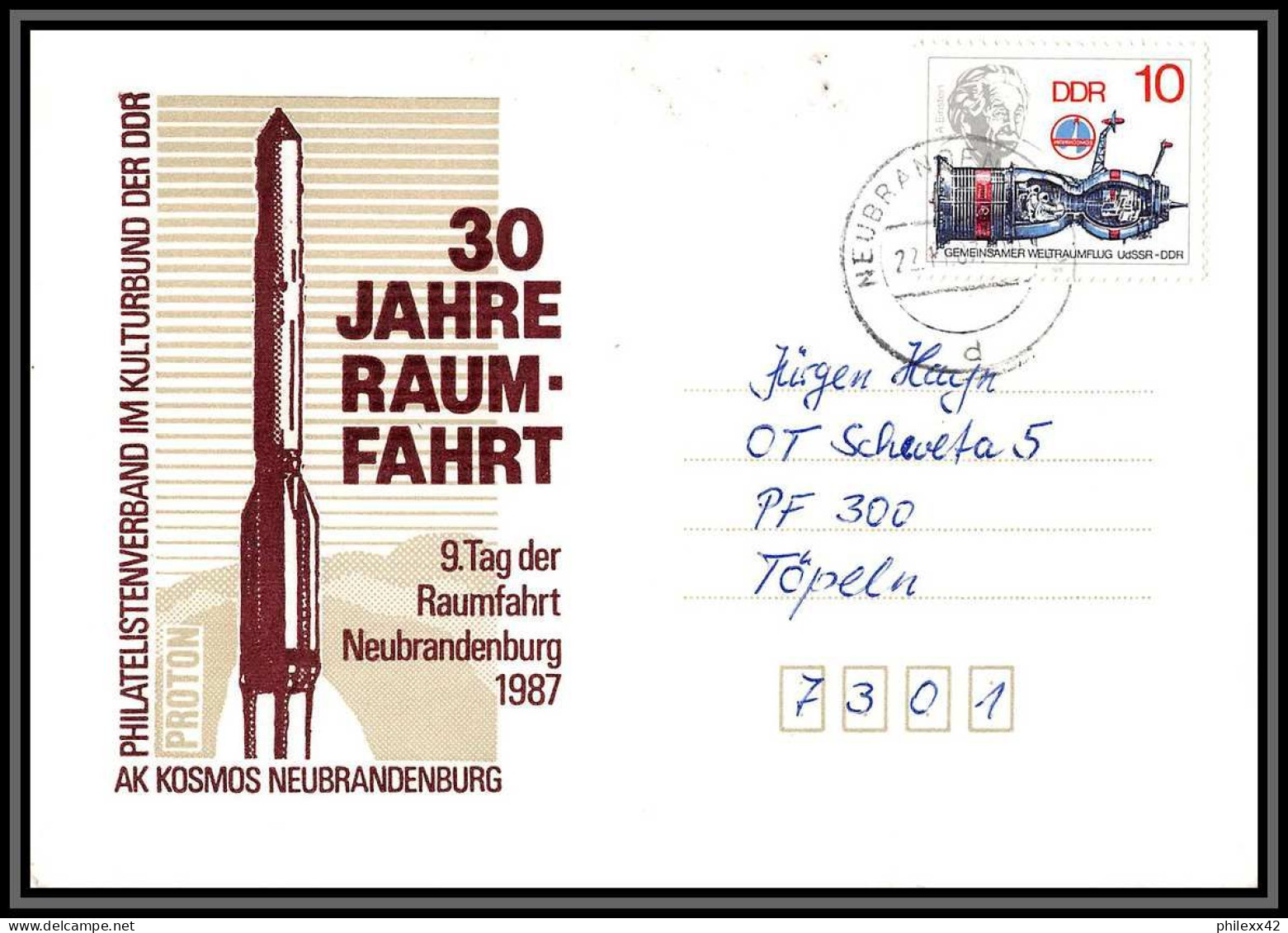 2719 Espace (space Raumfahrt) Lettre (cover Briefe) Allemagne (germany DDR) 3 Lettres 21/11/1987 Neubrandenbourg Kosmos - Europe