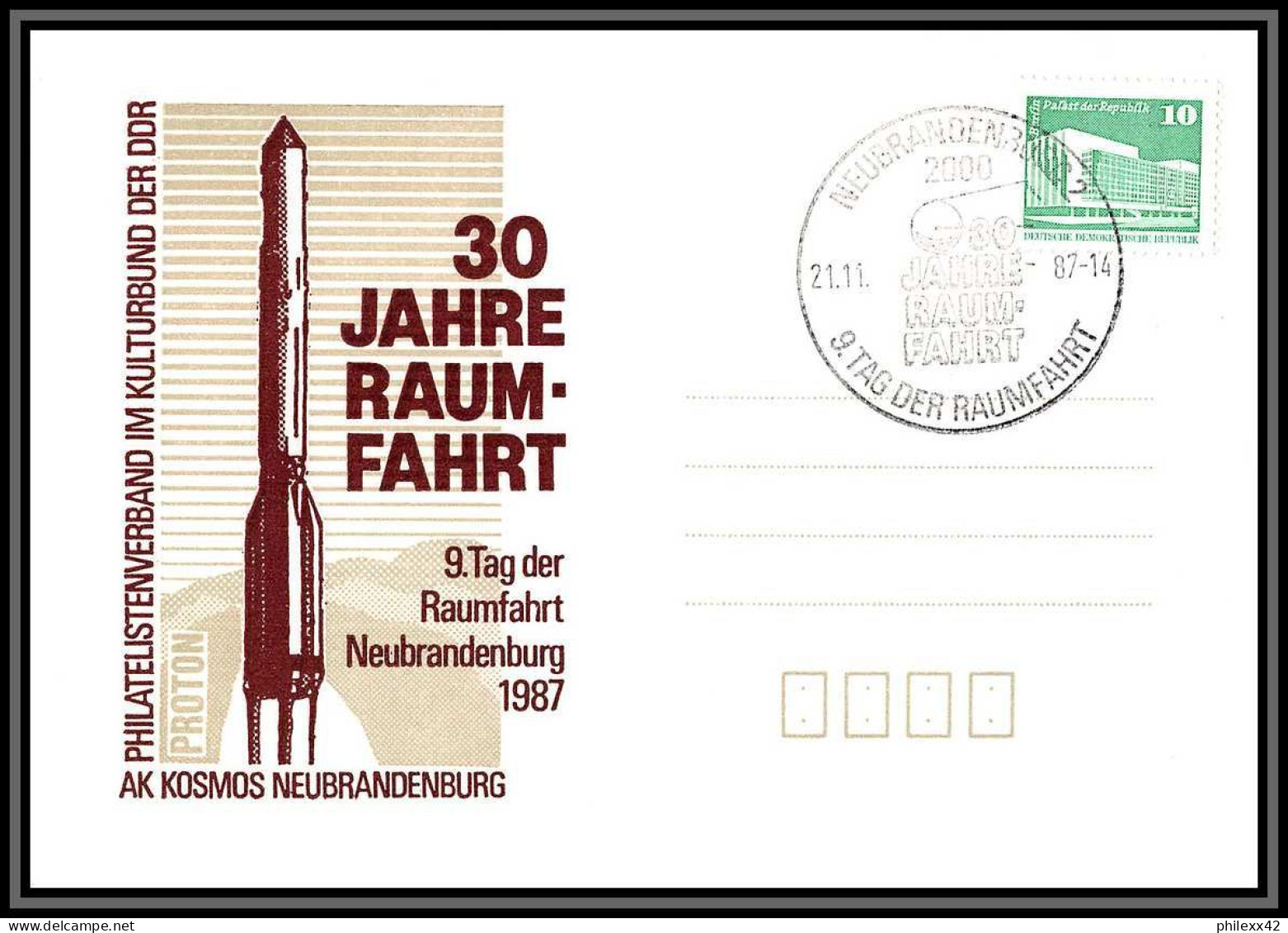 2719 Espace (space Raumfahrt) Lettre (cover Briefe) Allemagne (germany DDR) 3 Lettres 21/11/1987 Neubrandenbourg Kosmos - Europe