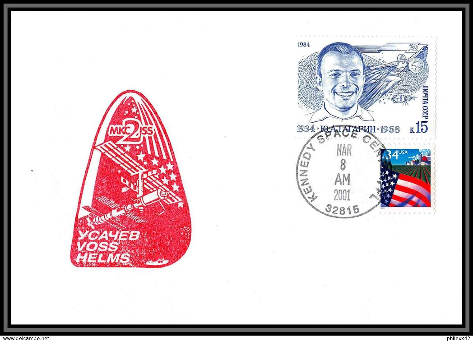 2635 Espace (space Raumfahrt) Lettre (cover Briefe) USA / Russie (Russia) Mkc 2 Iss Gagarine Gagarin 8/3/2001 - Rusia & URSS