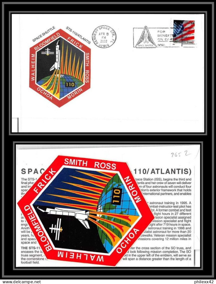 2652 Espace (space Raumfahrt) Lettre (cover) USA Start Sts-110 Atlantis Shuttle Navette 8/4/2002 Stickers (autocollant) - Etats-Unis