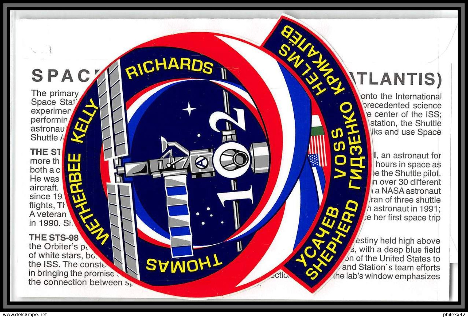 2603 Espace (space Raumfahrt) Lettre (cover) USA 7/3/2001 STS 102 (Discovery Shuttle) Stickers (autocollant) - Estados Unidos