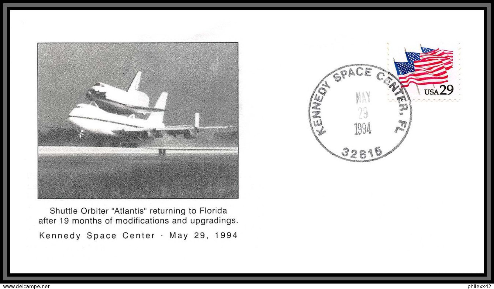 2535 Espace (space Raumfahrt) Lettre (cover Briefe) USA Atlantis Shuttle Navette Orbiter Returning To Florida 29/5/1994 - Etats-Unis