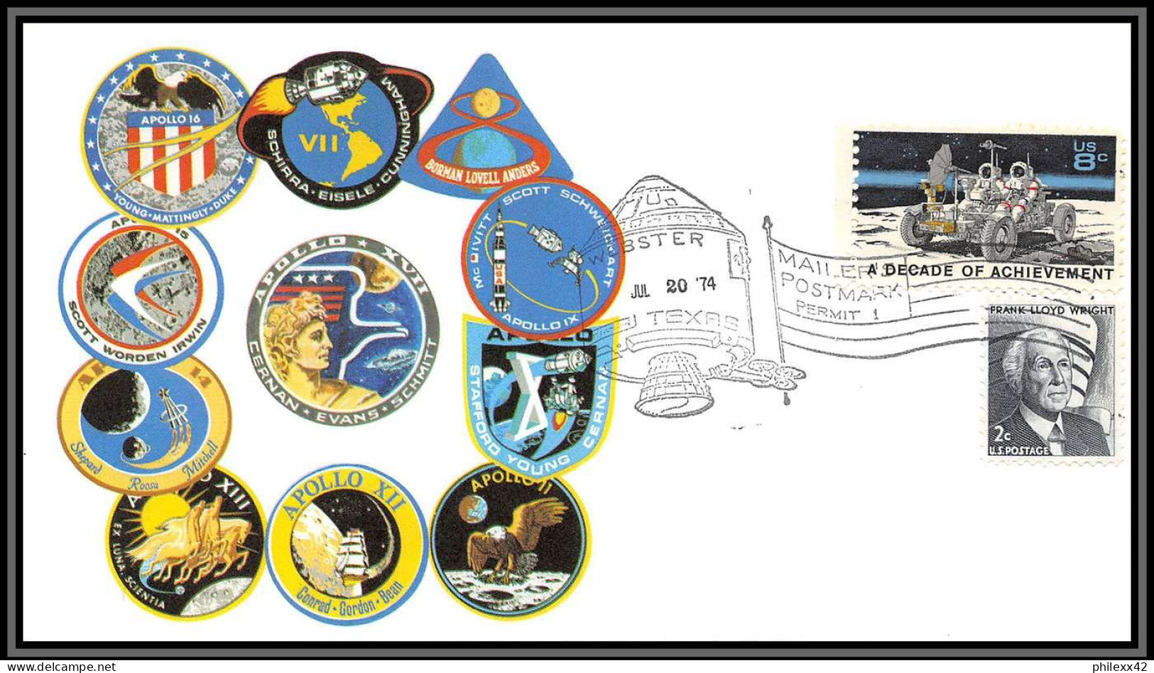 2424X Espace (space Raumfahrt) Stickers (autocollant) 30x22 Cm Usa Apollo Flight Decals Stickers 20/7/1974 - United States