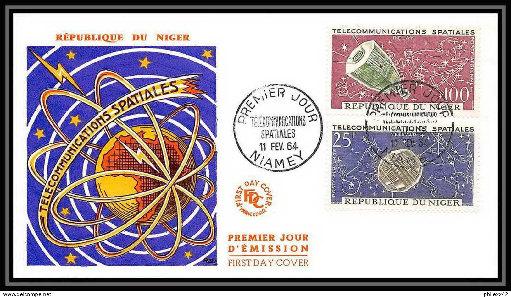 4315/ Espace Space Raumfahrt Lettre Cover Briefe Cosmos 1964 N°36/37 FDC Telecommunications Spatiales Satellite FDC Nige - Afrique