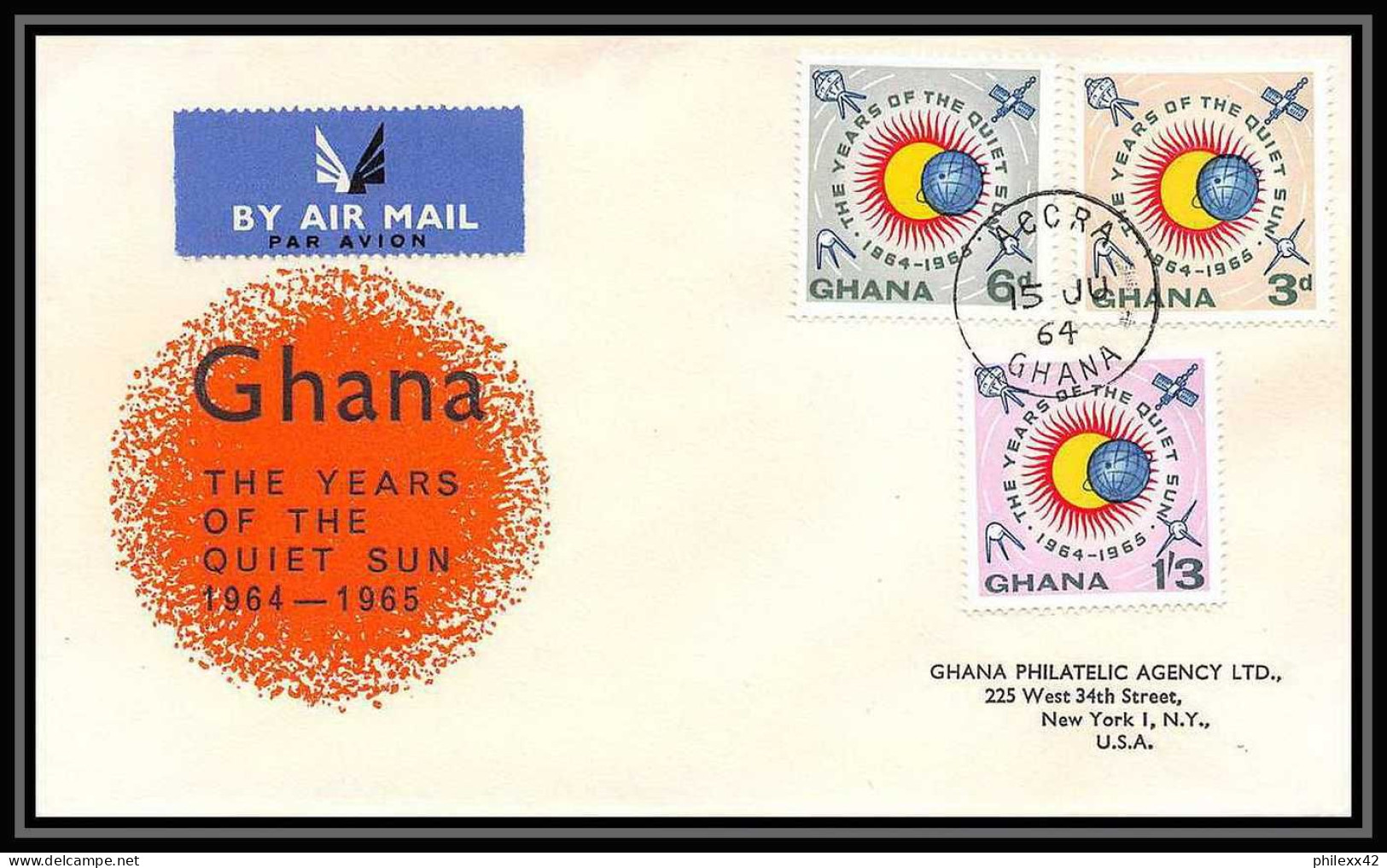 4322/ Espace Space Raumfahrt Lettre Cover Briefe Cosmos 15/7/1964 FDC Ghana Année Internationale Du Soleil Calme - Afrique