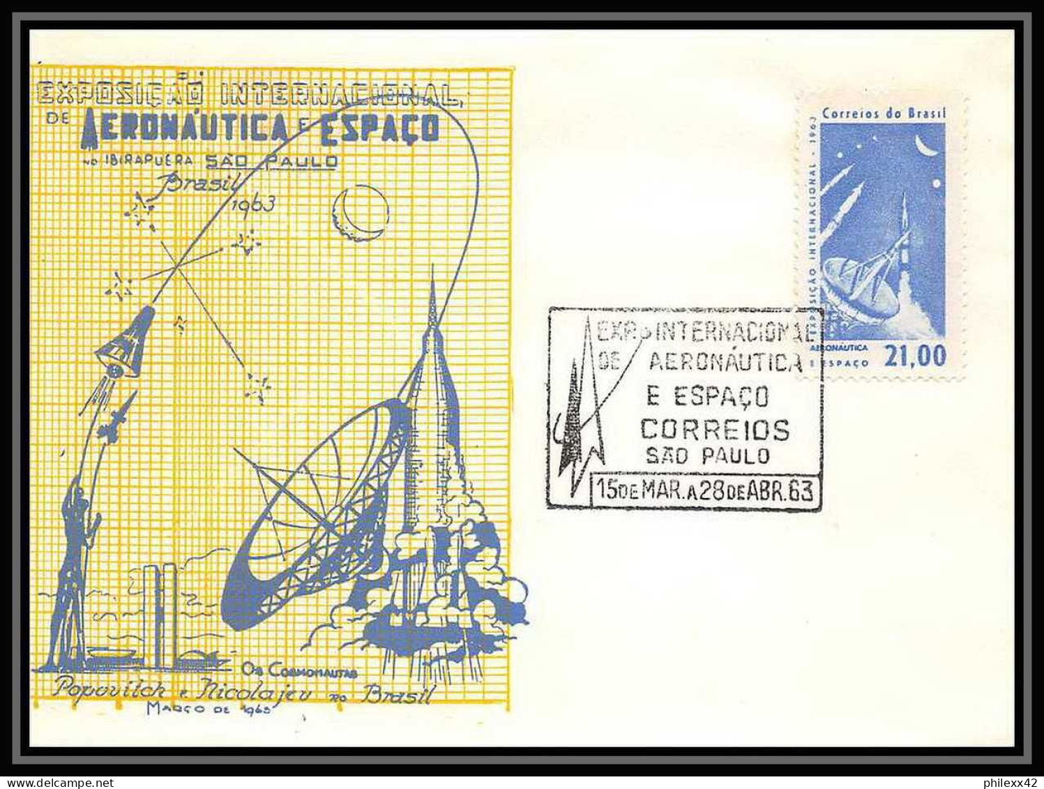 4106/ Espace Space Lettre Cover Briefe Cosmos 15/3/1963 Mi# 1031 Brésil (brazil) Aeronautica Espaco - América Del Sur