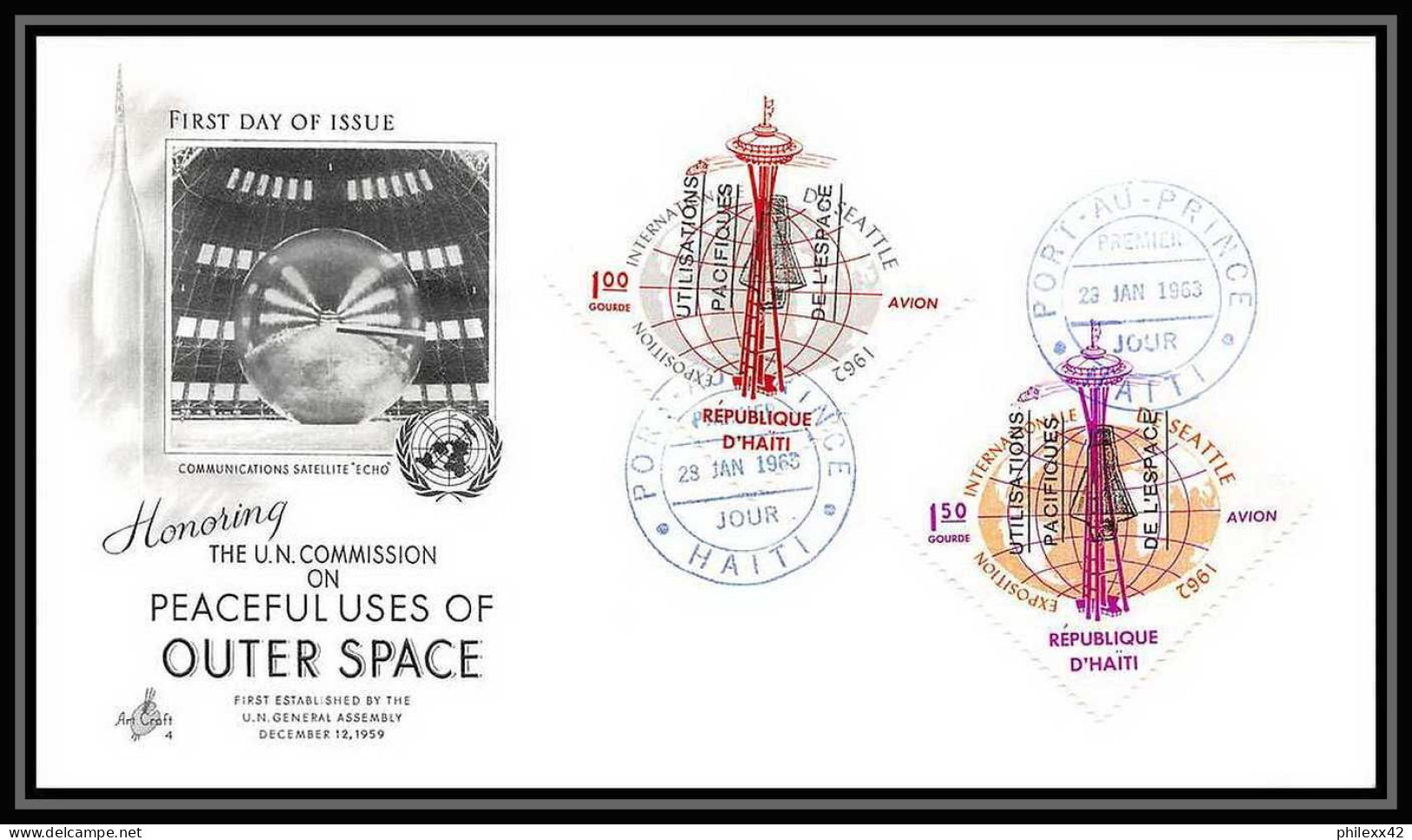 4104/ Espace Space Raumfahrt Lettre Cover Briefe Cosmos 23/1/1963 Fdc Overprint Haiti - Amérique Du Sud