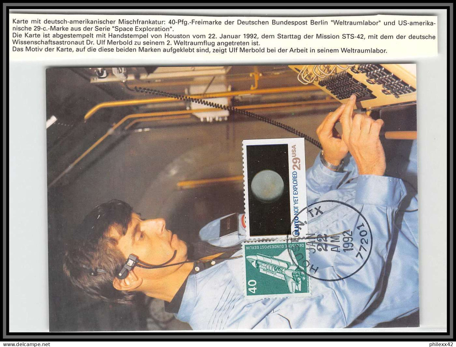 3757X Espace (space) Carte Maximum (card) Usa / Allemagne (germany Berlin) 22/1/1992 Sts-42 Space Exploration  - Estados Unidos