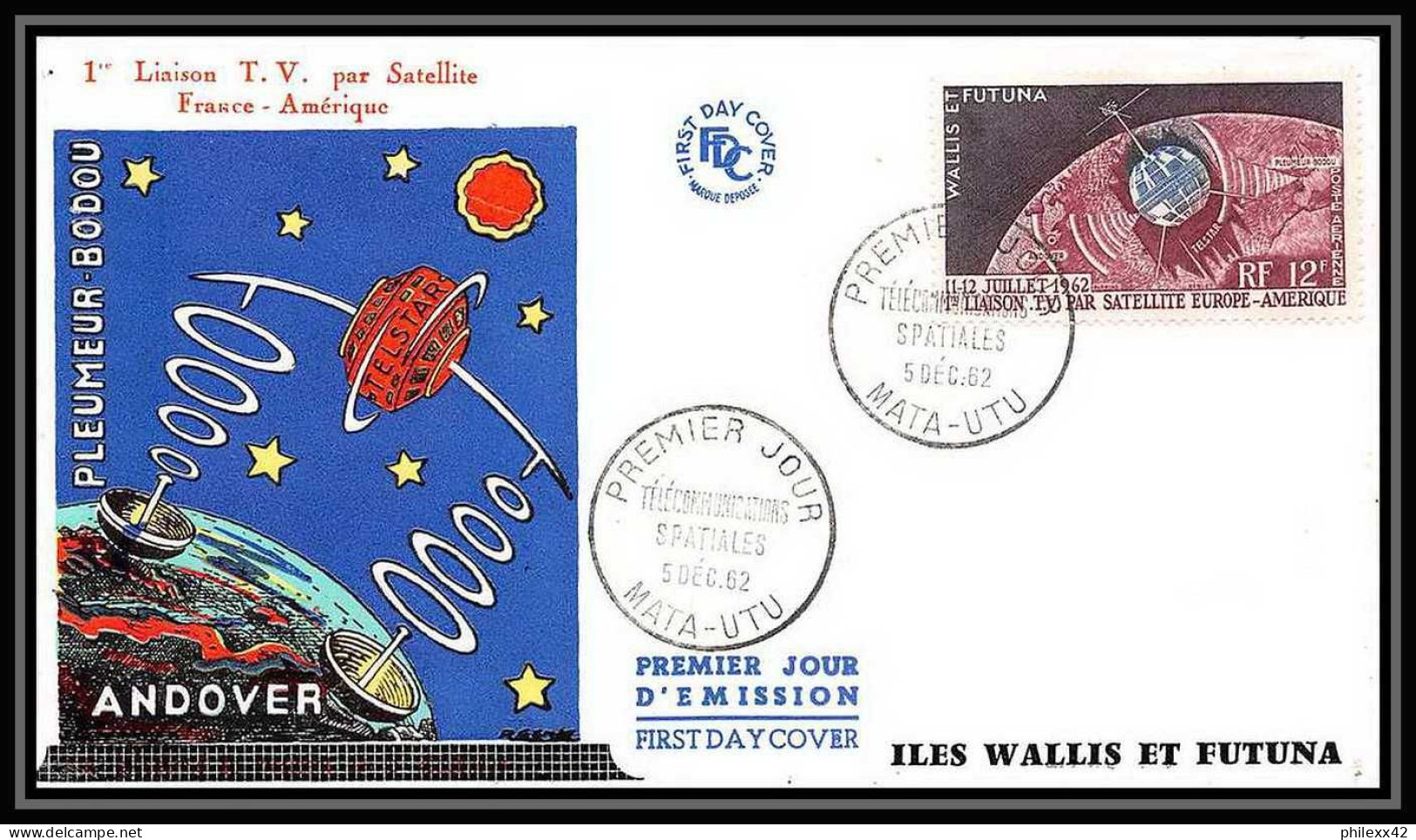 3750/ Espace Space Raumfahrt Lettre Cover Briefe Cosmos 5/12/1962 1ère Liaison Tv Par Satellite Wallis Et Futuna - Oceania