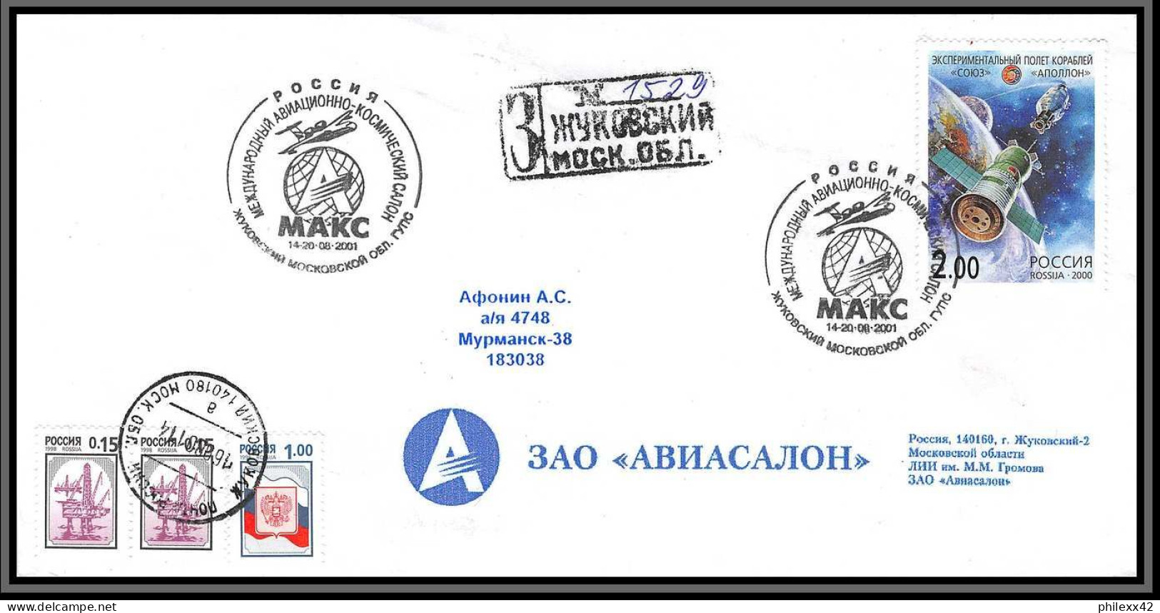 3717 Espace Space Raumfahrt Lettre Cover Briefe Cosmos Russie (Russia Urss USSR) Aout 14-20/8/2001 Makc Moscow - Russia & USSR