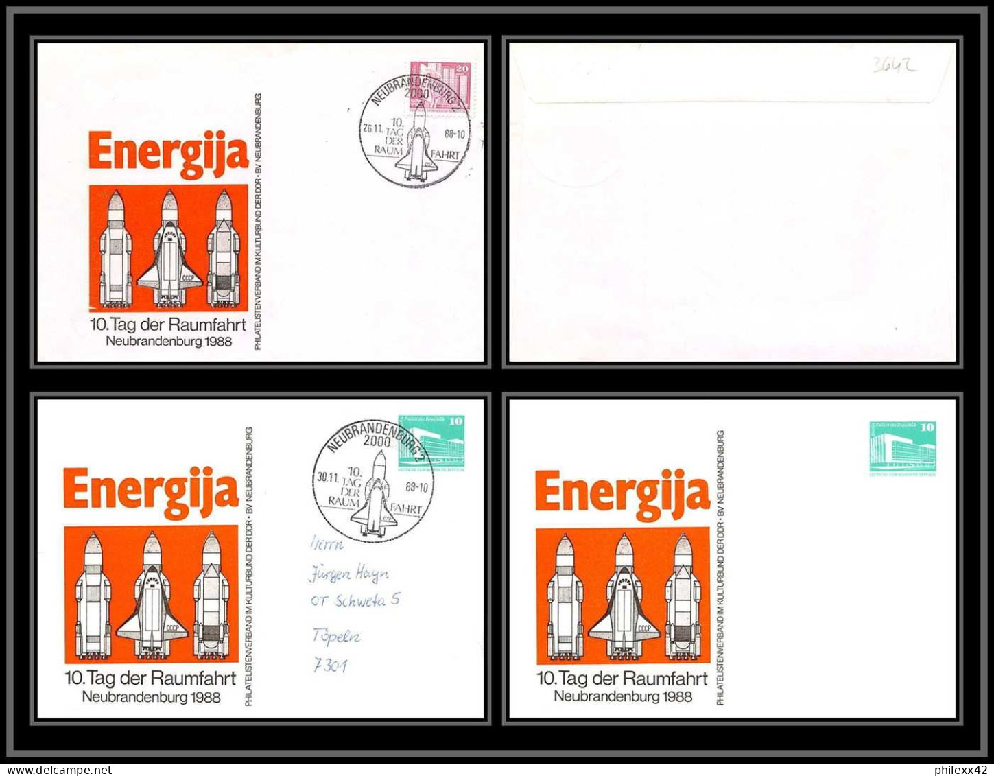 3642 Espace (space Raumfahrt) Lot De 3 Lettre (cover Briefe) Allemagne (germany DDR) 1988 Energija - Europe