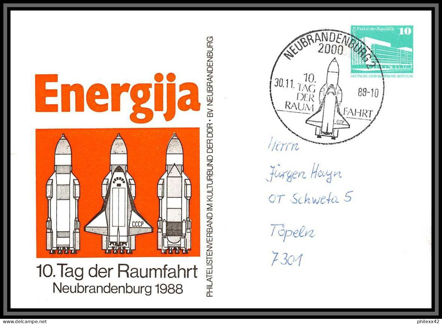 3642 Espace (space Raumfahrt) Lot De 3 Lettre (cover Briefe) Allemagne (germany DDR) 1988 Energija - Europe