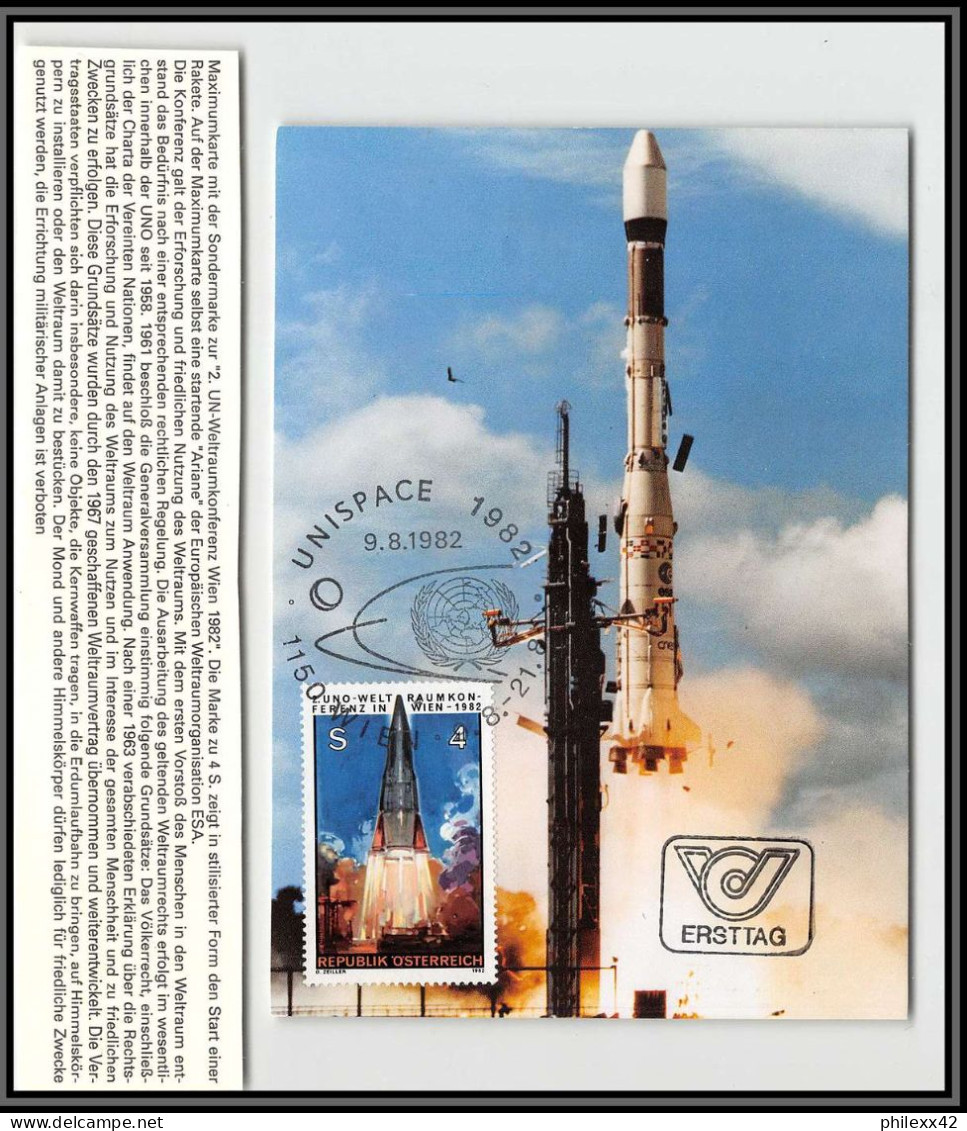 3631X Espace (space Raumfahrt) Carte Maximum (card) Autriche (Austria) Unispace 9/8/1982 - Europe