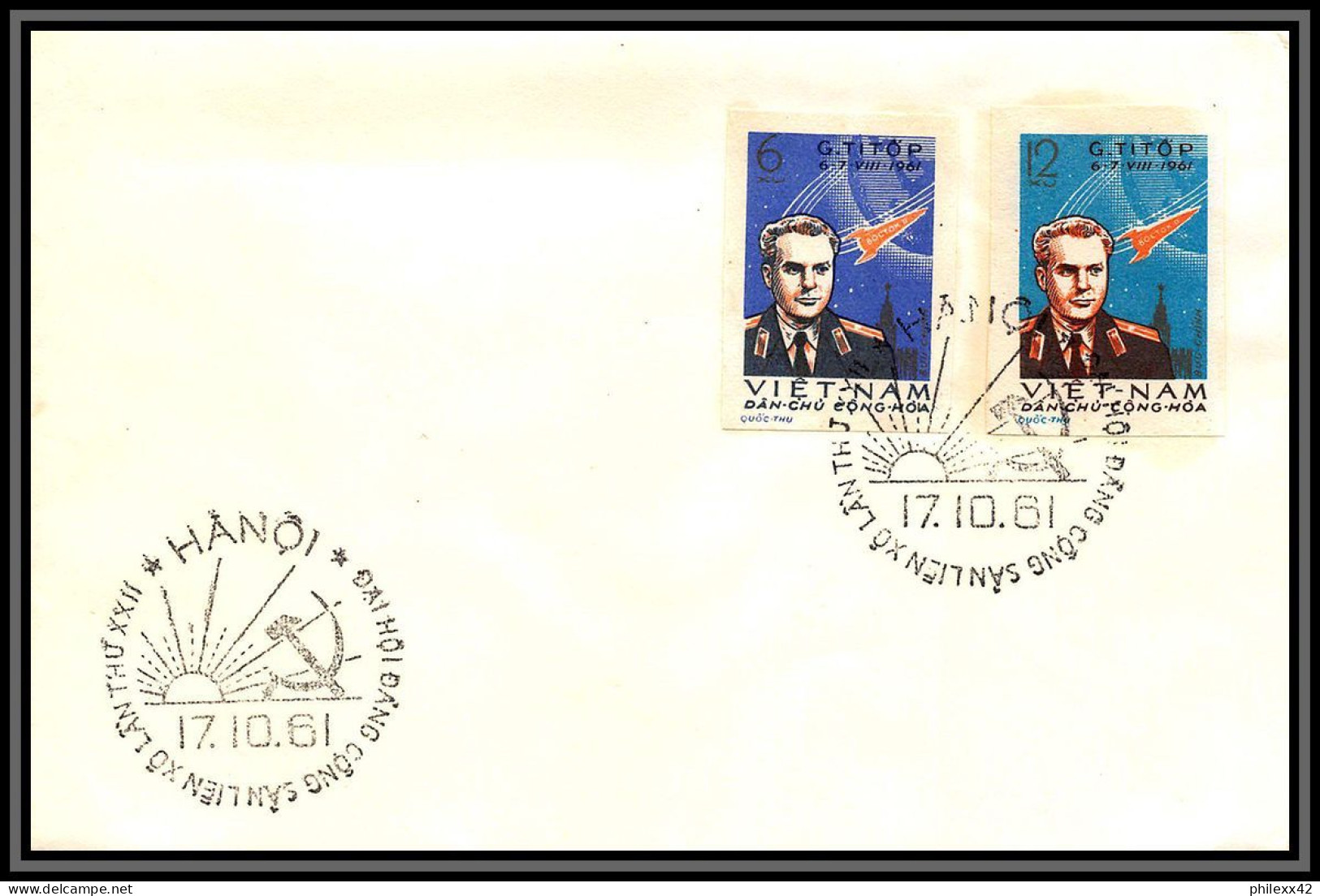 3531/ Espace (space) Lettre (cover Briefe) 17/10/1961 Manned Space Flight Viet Nam (Vietnam) Non Dentelé Imperf - Azië