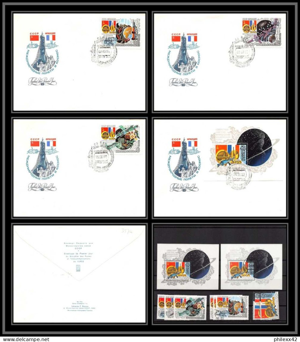 3579 Espace Space Lot De 4 Lettre Cover Russia Urss USSR Intercosmos 4922/4924 + Bloc 155 + Mnh ** + O  - Russia & USSR