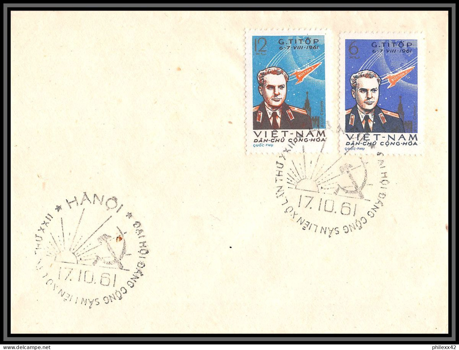 3532/ Espace (space) Lettre (cover Briefe) 17/10/1961 Manned Space Flight Viet Nam (Vietnam)  - Azië