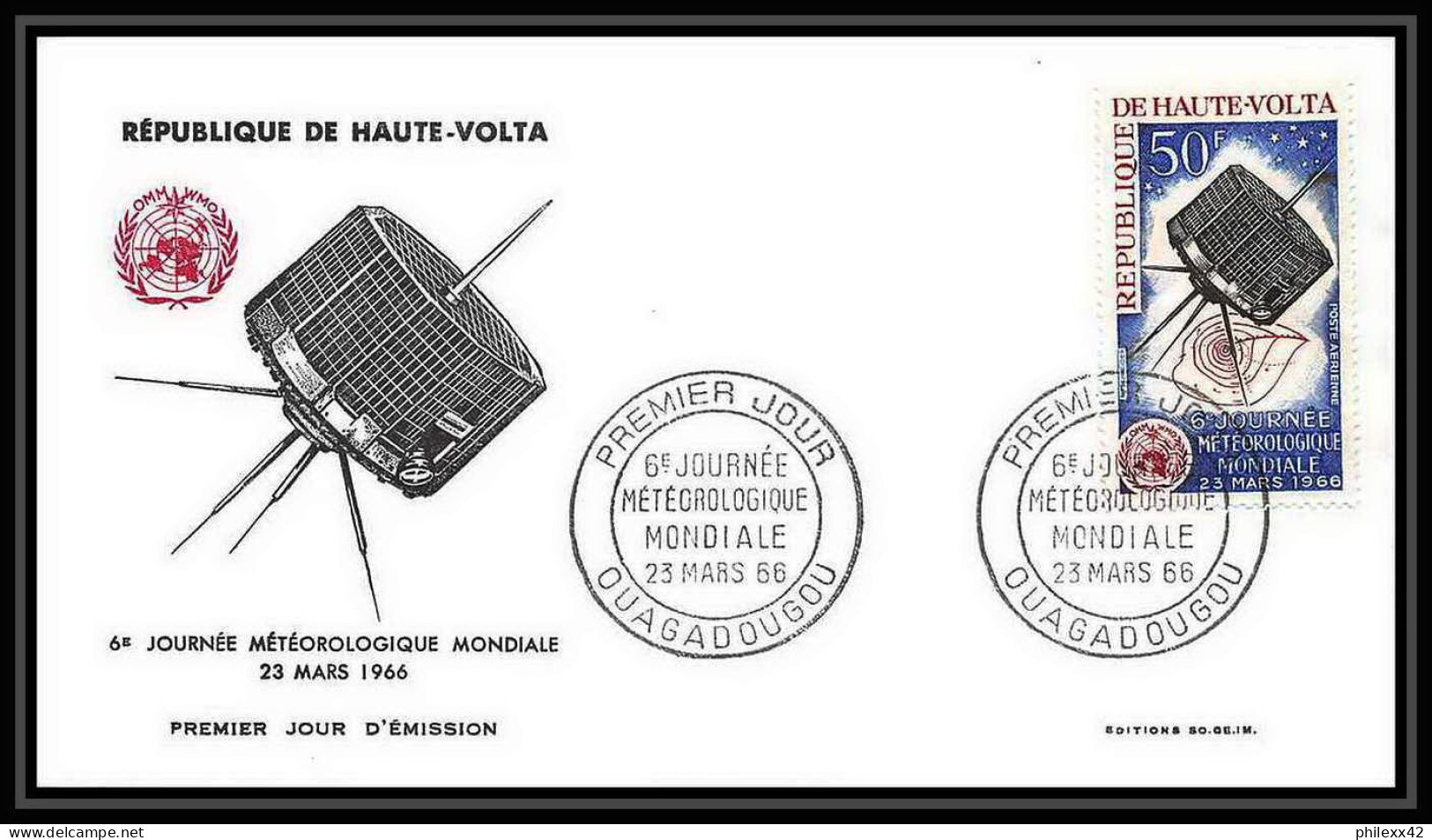 4946/ Espace Space Raumfahrt Lettre Cover Briefe Cosmos 23/3/1966 Journée Météorologique Mondiale FDC PA 28 Haute Volta - Africa