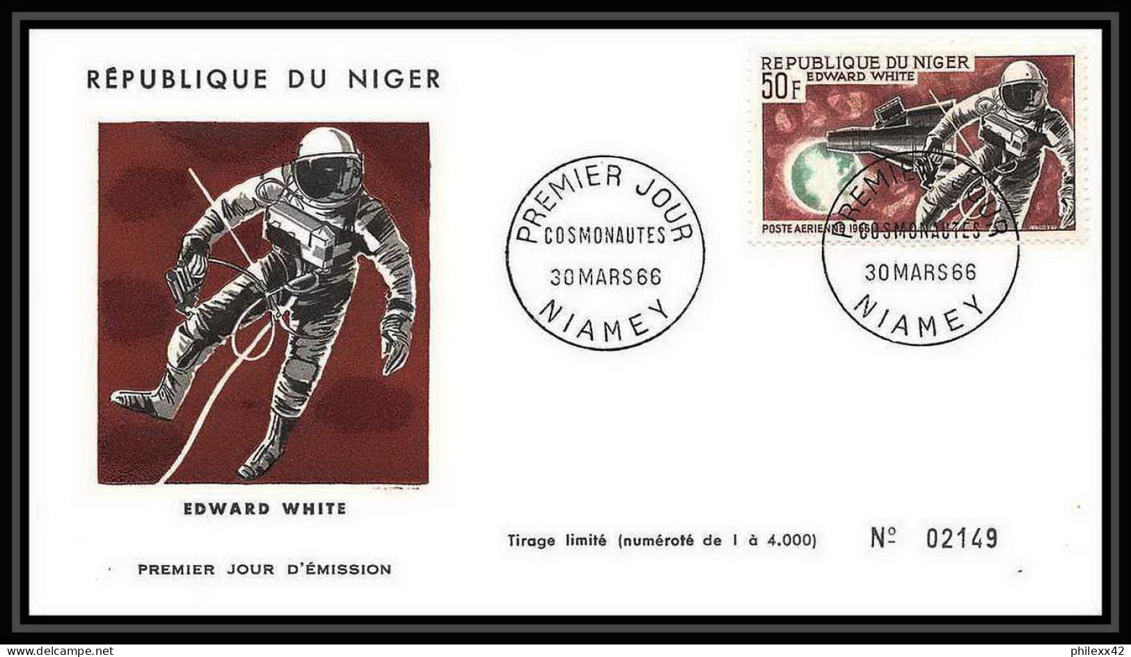4952/ Espace Space Raumfahrt Lettre Cover Briefe Cosmos 30/3/1966 PA 57 - White FDC Niger - Africa