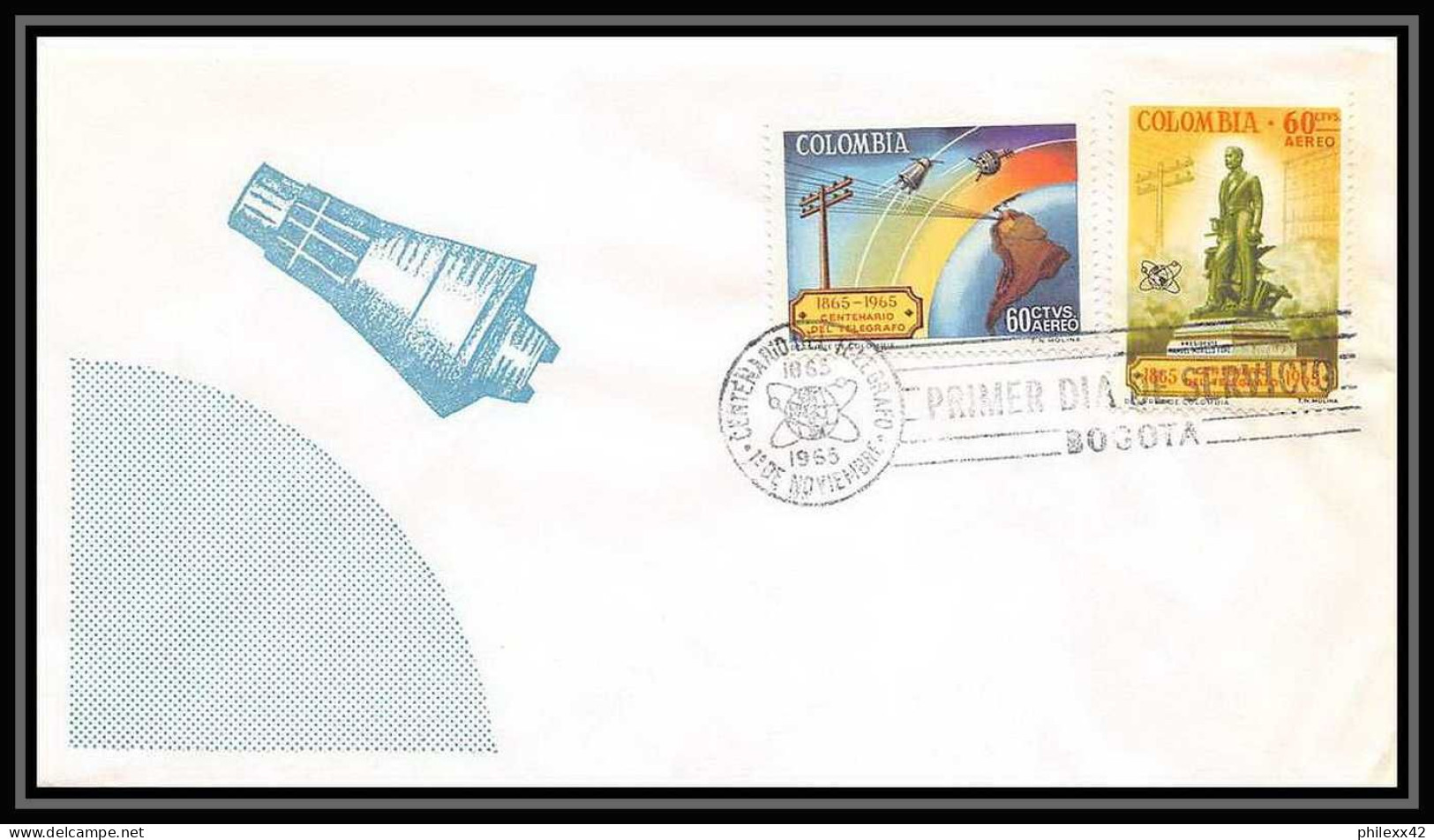 4683/ Espace Space Raumfahrt Lettre Cover Briefe Cosmos 1/12/1965 Fdc Telegrafo Colombie (Colombia) - Zuid-Amerika