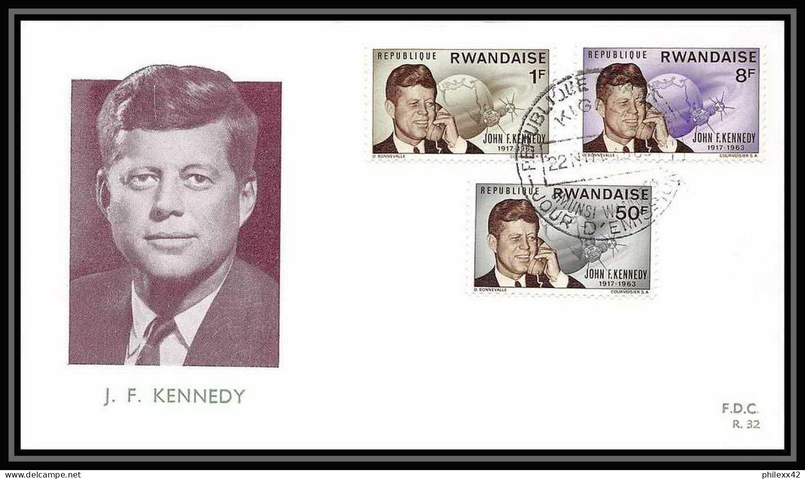 4626/ Espace Space Raumfahrt Lettre Cover Briefe Cosmos 22/11/1965 FDC N° 112/127 KENNEDY Rwanda (rwandaise) - Kennedy (John F.)