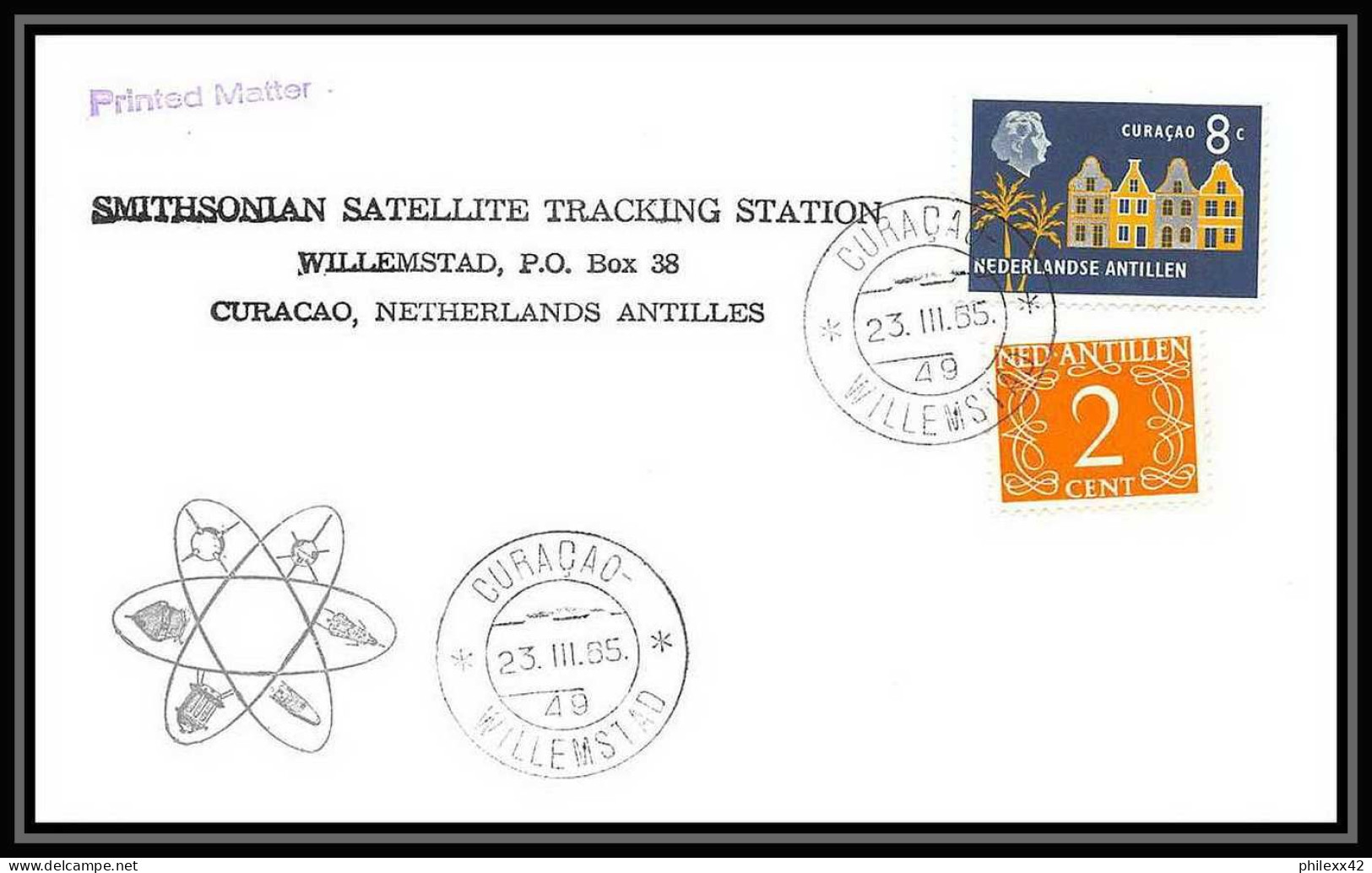 4611/ Espace (space) Lettre (cover) 23/3/1965 Smithsonian Satellite Tracking Station Curacao Nederlandse Antillen - Sud America