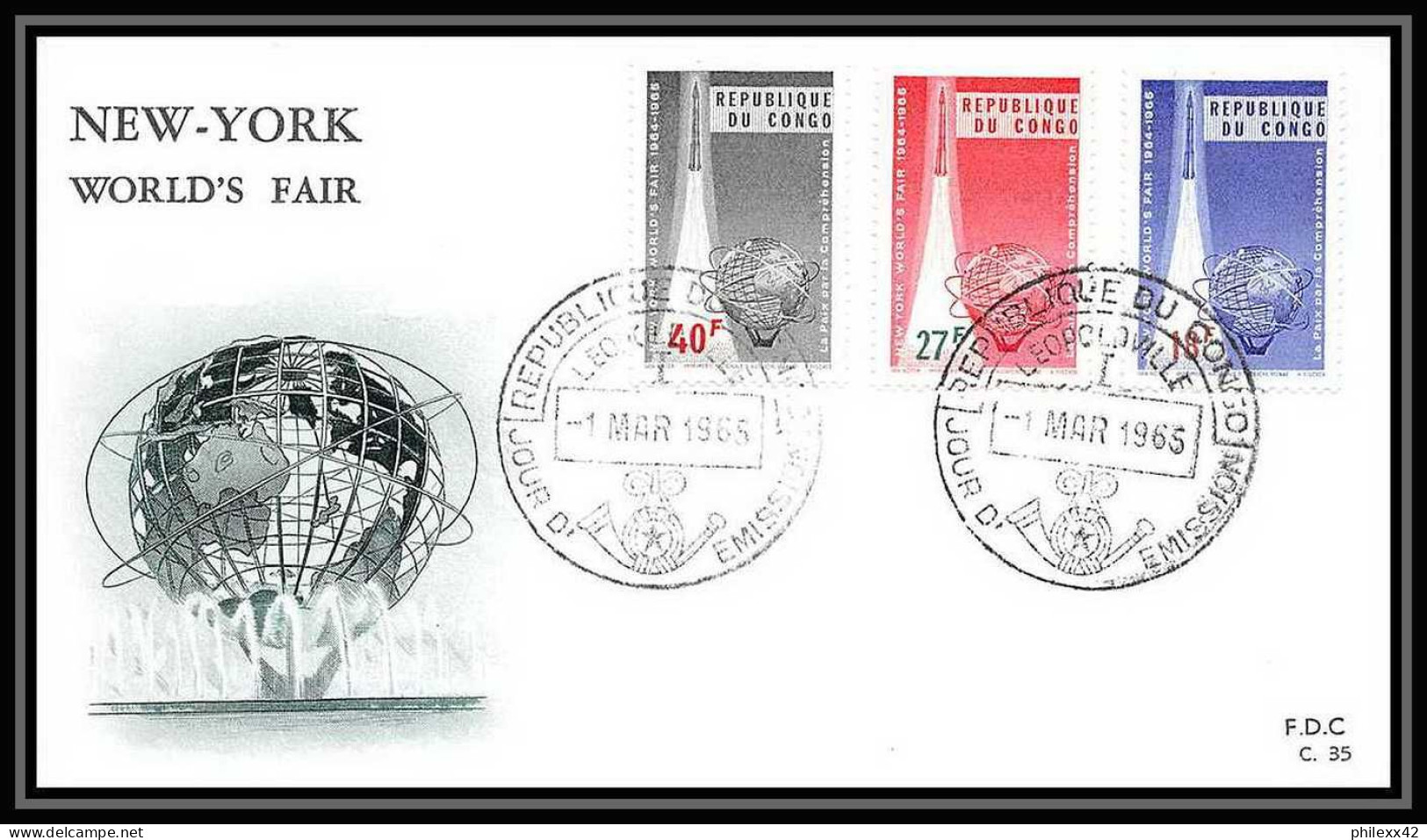 4618/ Congo N° 573/579 Rocket New-York World's Fair Exposition FDC Espace Space Lettre Cover Briefe Cosmos 1/3/1965 - Africa