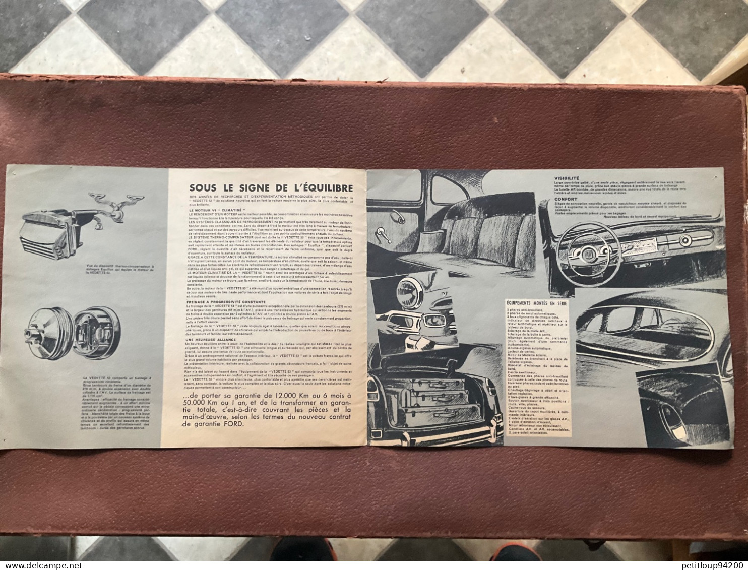 (16) DOCUMENT’Commercial FORD  Vedette 53 - Automobile