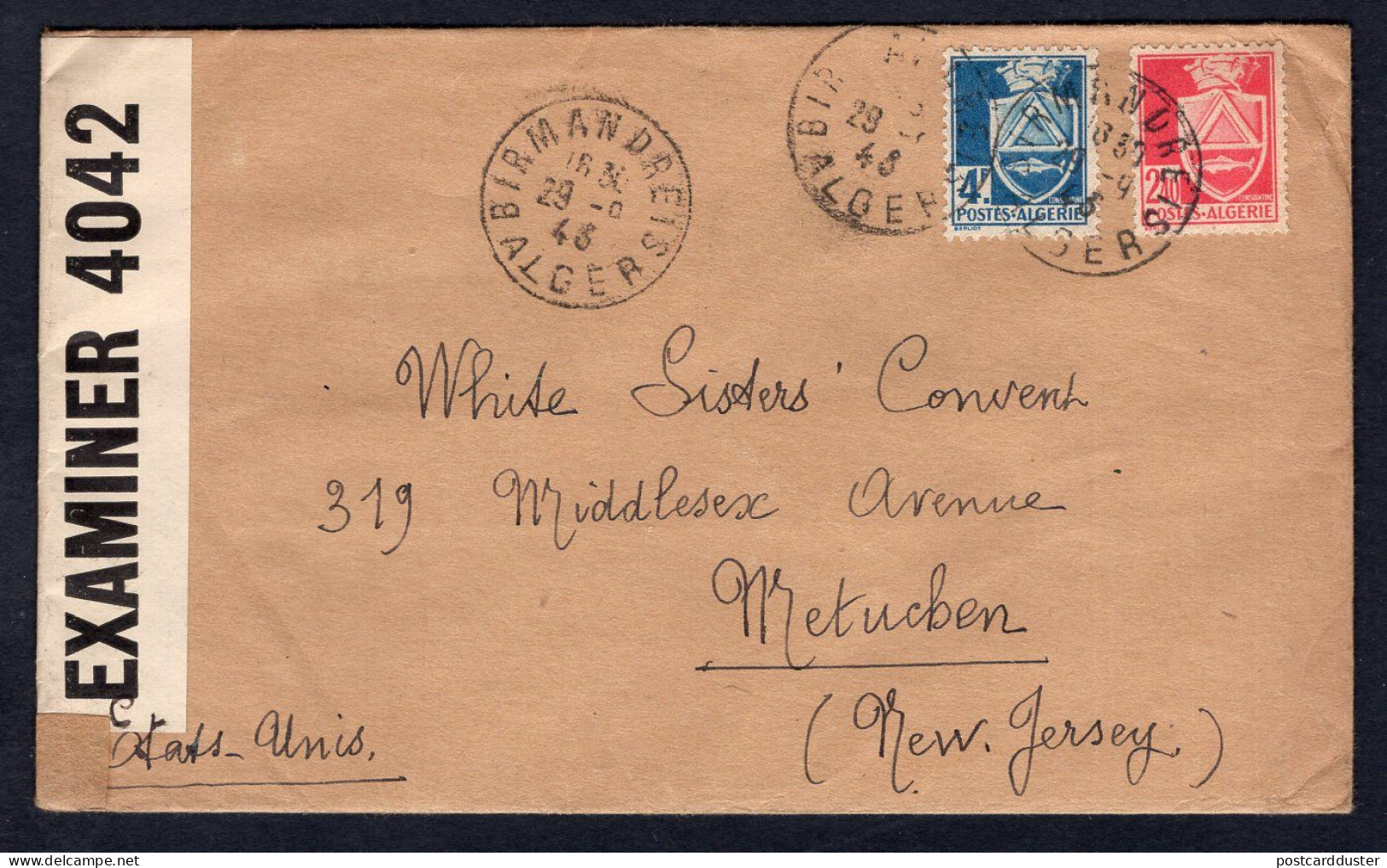 FRENCH ALGERIA Birmandreis 1943 Censored Cover To USA (p4046) - Lettres & Documents