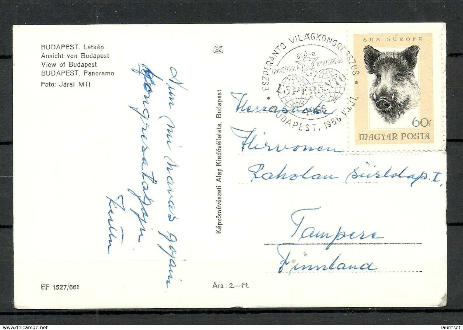 UNGARN HUNGARY 1966 Budapest, Used, To Finland, Esperanto Special Cancel Sonderstempel Bridge Brücke - Bridges