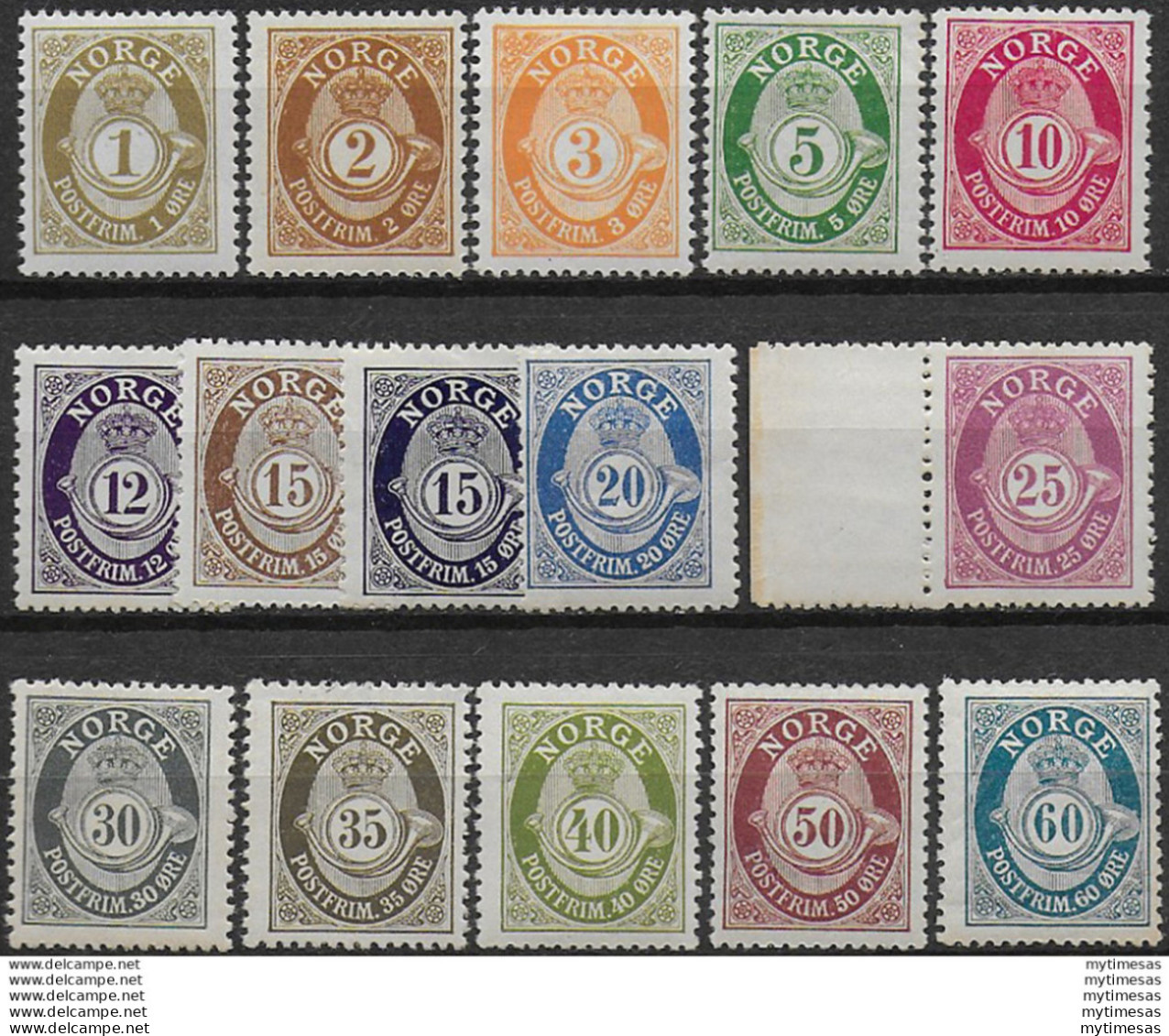 1909-20 Norvegia 15v. MNH Unificato N. 69/83 - Other & Unclassified