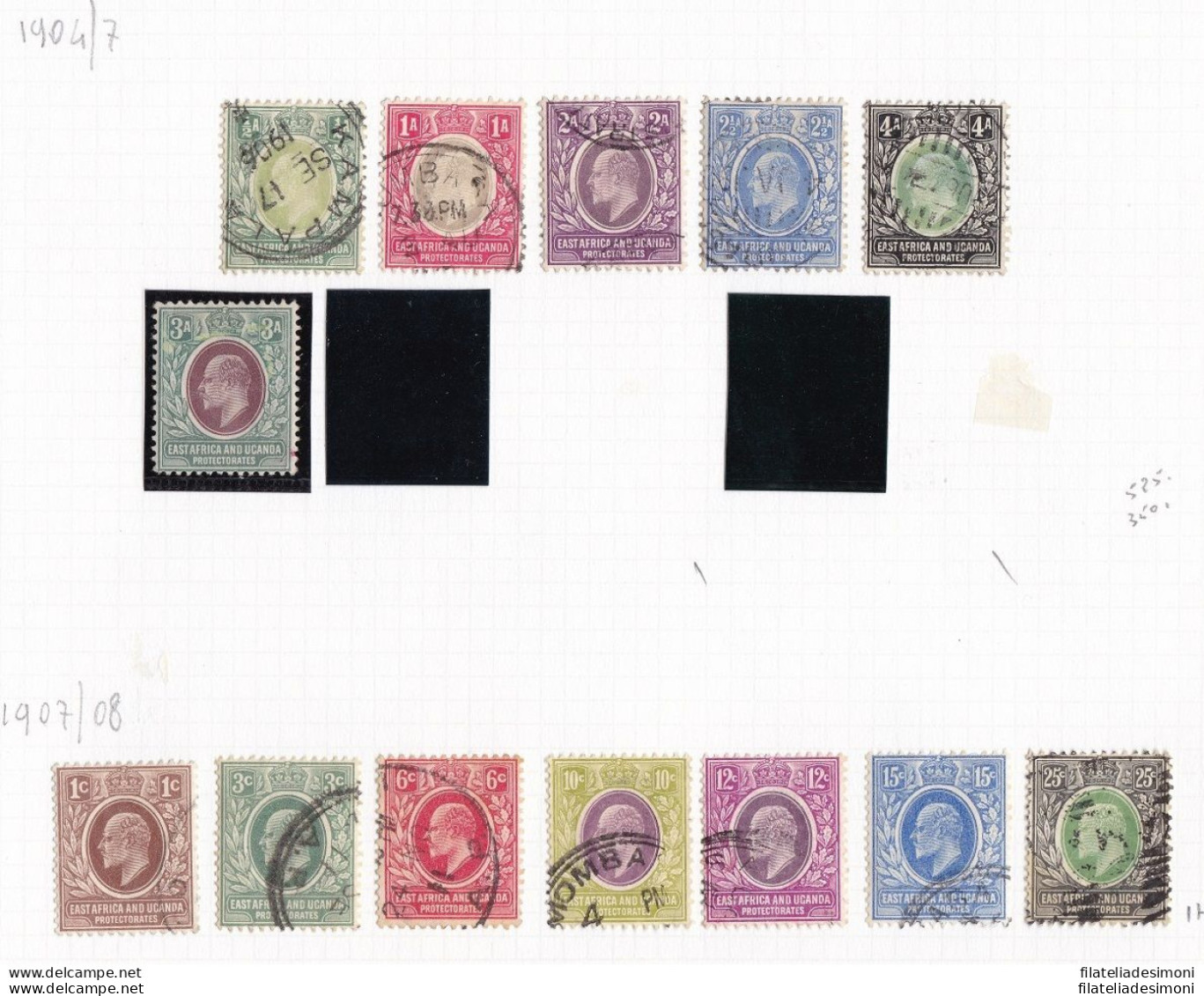 1904-08 EAST AFRICA AND UGANDA - SG N° 17/23+34/40  13 Valori - Sonstige & Ohne Zuordnung