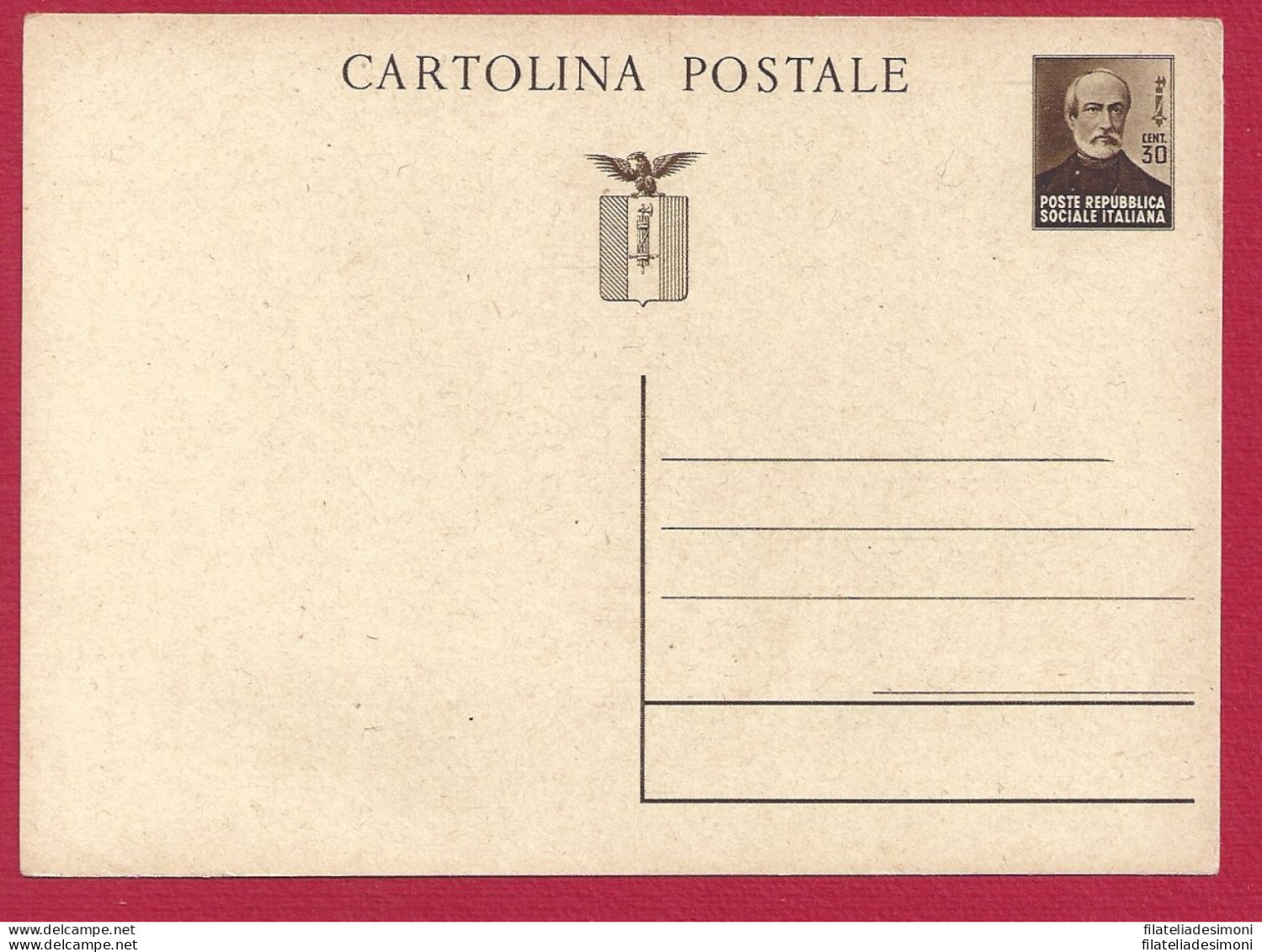 1944 RSI - C 112 Mazzini 30 C. Bruno NUOVA - Stamped Stationery