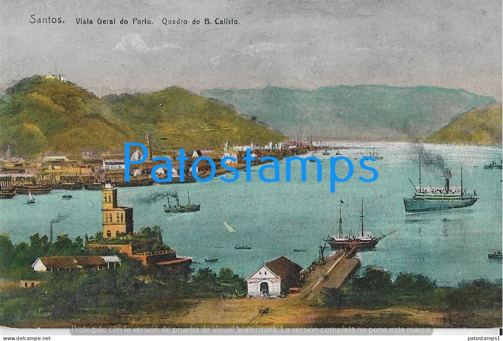 226996 BRAZIL BRASIL SANTOS VIEW GENERAL OF PORT & SHIP POSTAL POSTCARD - Altri