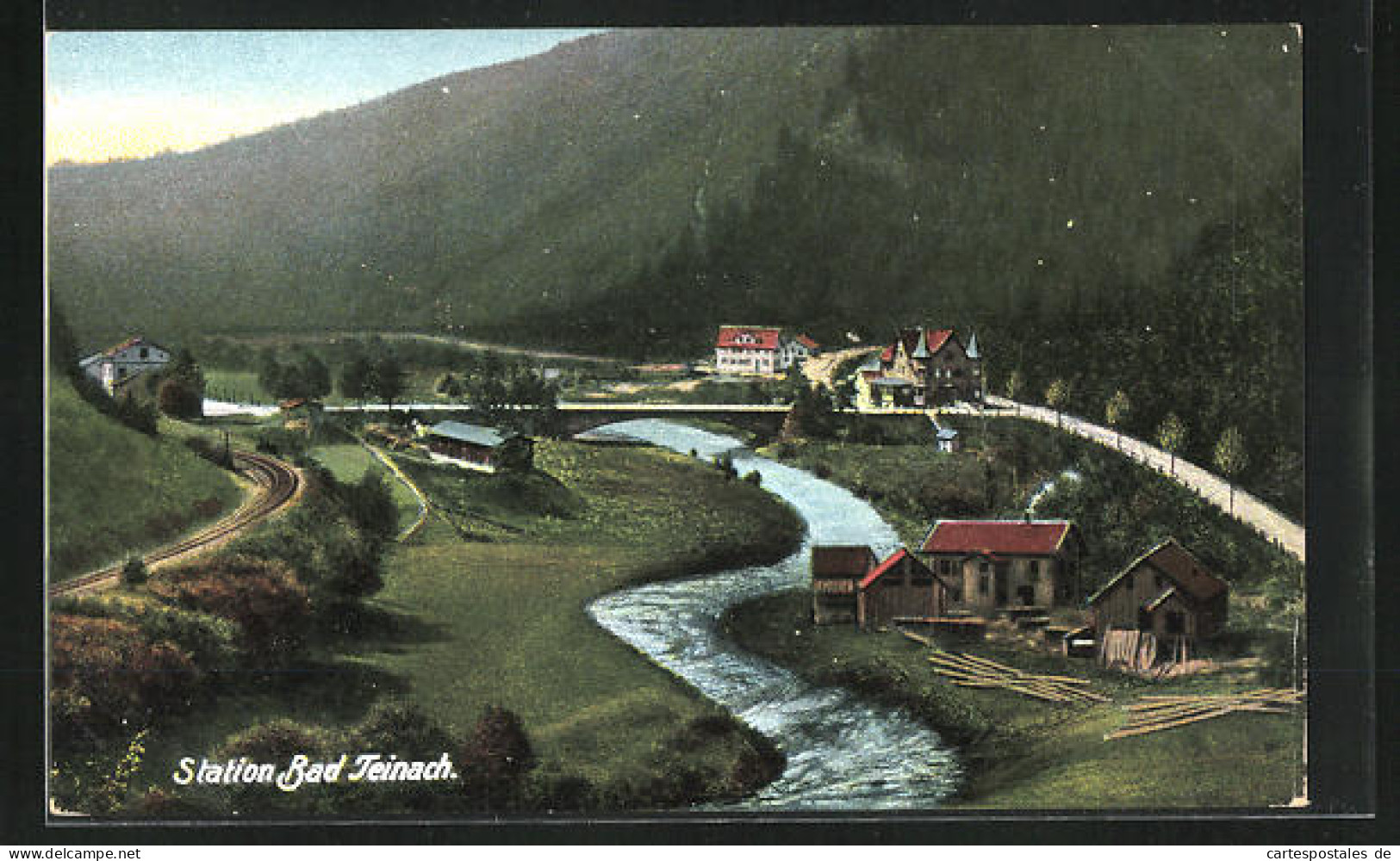 AK Bad Teinach, Holzproduktion Am Flussufer  - Bad Teinach