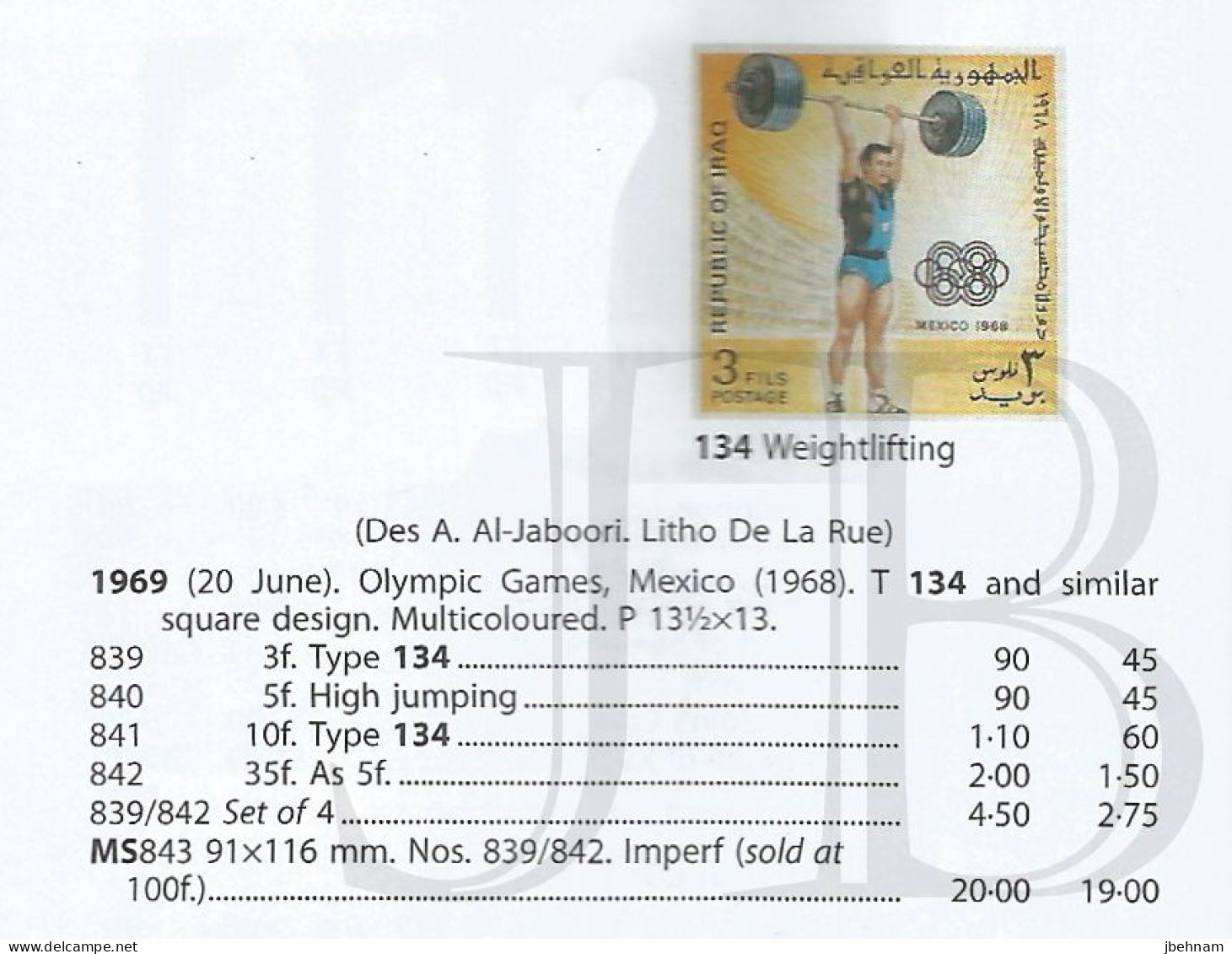 Stamps IRAQ (1969) Olympic Games Mexico MNH /used SG 839-842 + MS843 - Irak