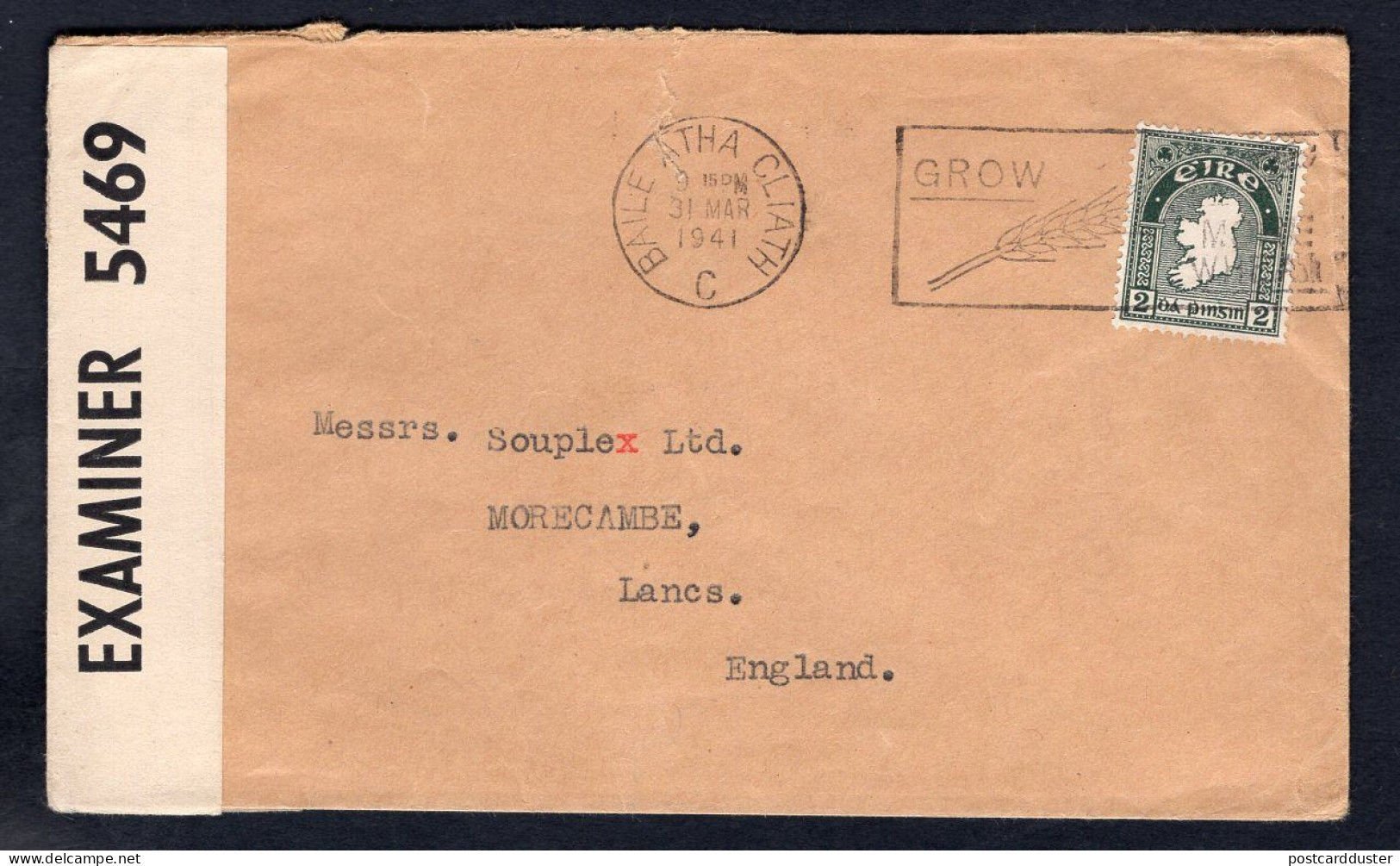 IRELAND 1941 Censored Cover To England. Slogan (p2717) - Lettres & Documents