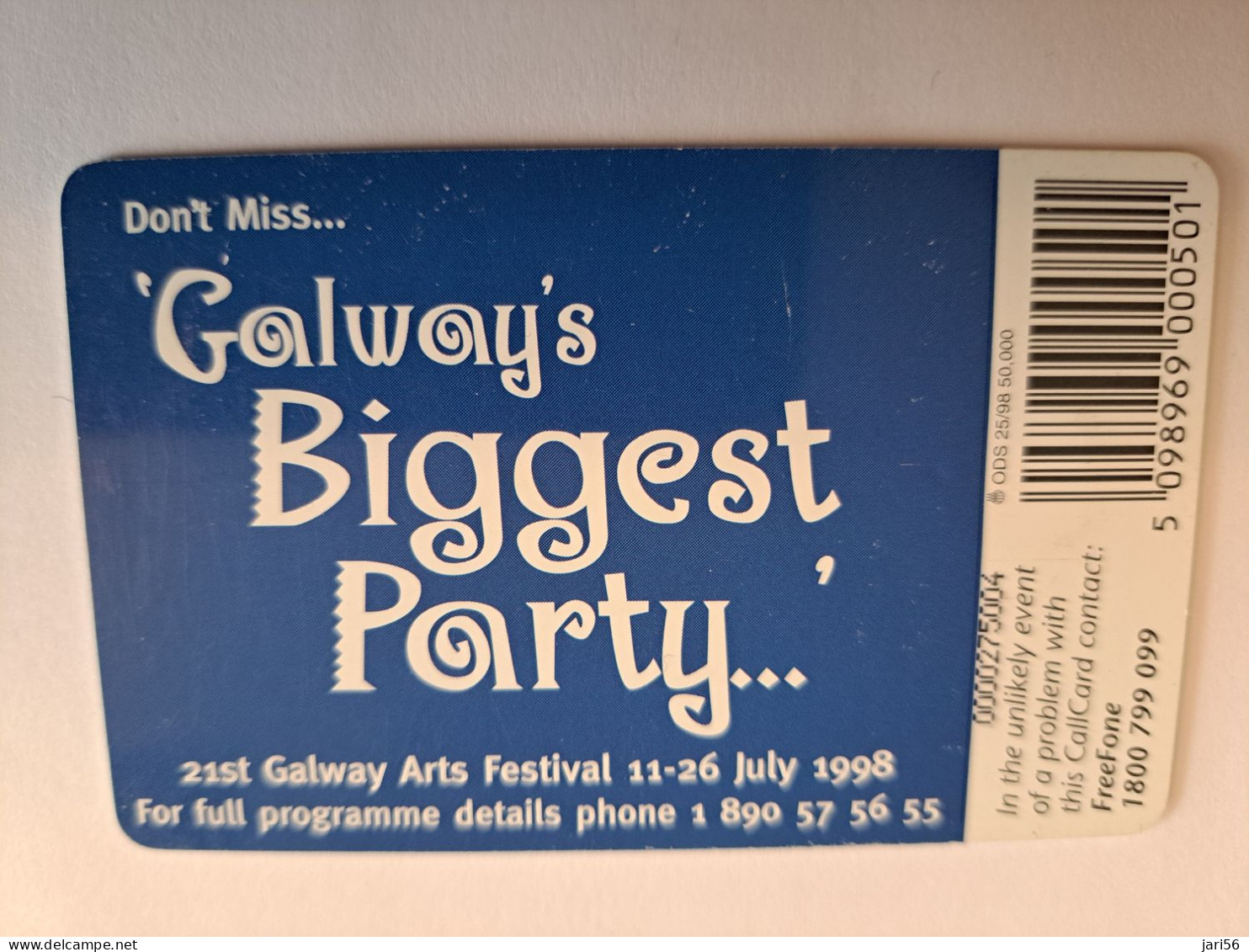 IRELAND /IERLANDE   CHIPCARD 50  UNITS / GALWAY/ ARTS FESTIVAL/ 21TH BIRTHDAY       USED CARD    ** 16572** - Irland