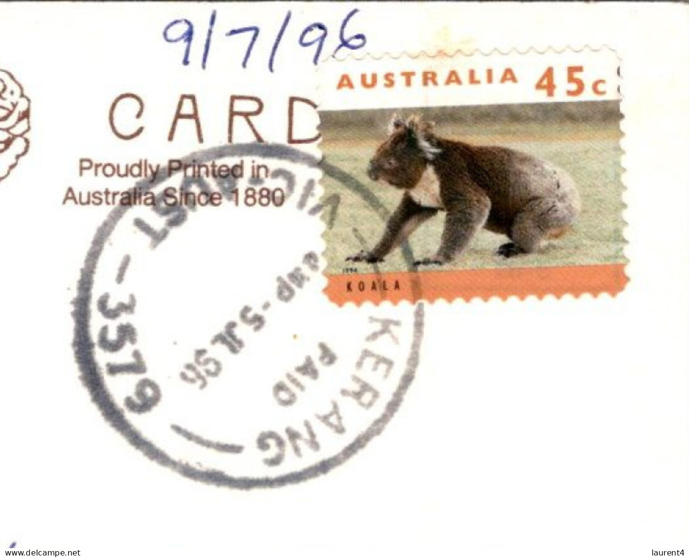 15-4-2024 (2 Z 6) Australia (posted With Koala Stamp) Greeting From Kerang (VIC) Older B/w Postcard Posted In 1996 - Otros & Sin Clasificación