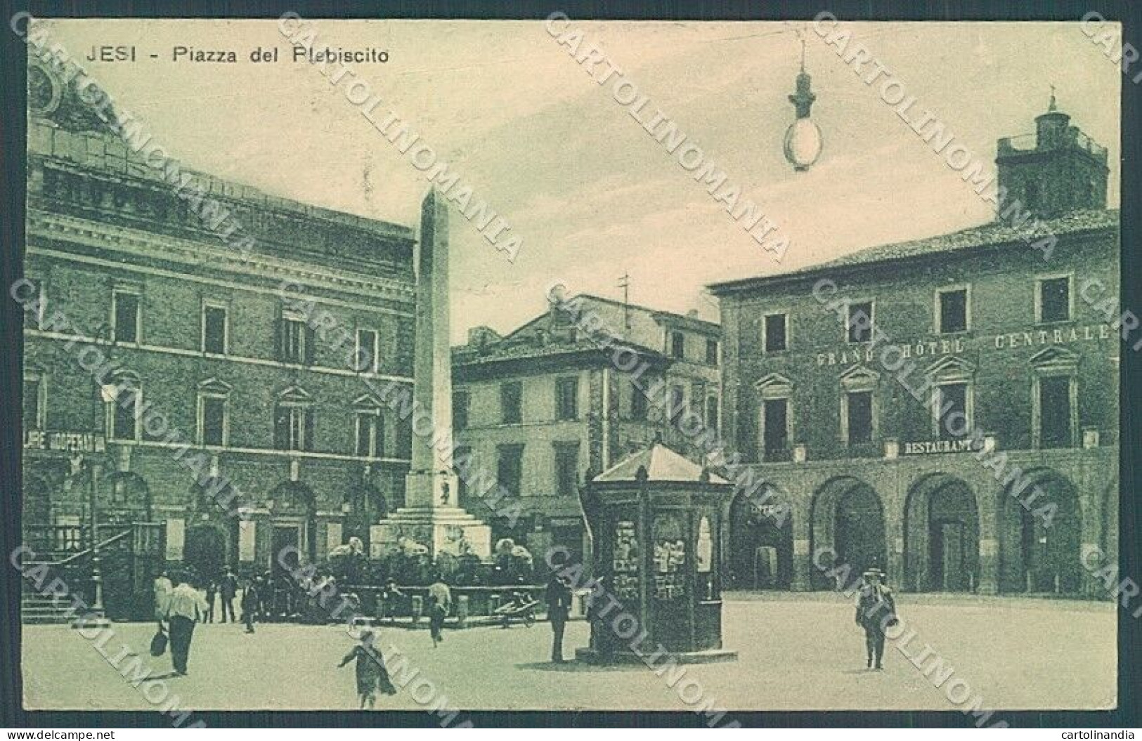 Ancona Jesi Piazza Plebiscito Edicola Grand Hotel Centrale Cartolina JK5185 - Ancona